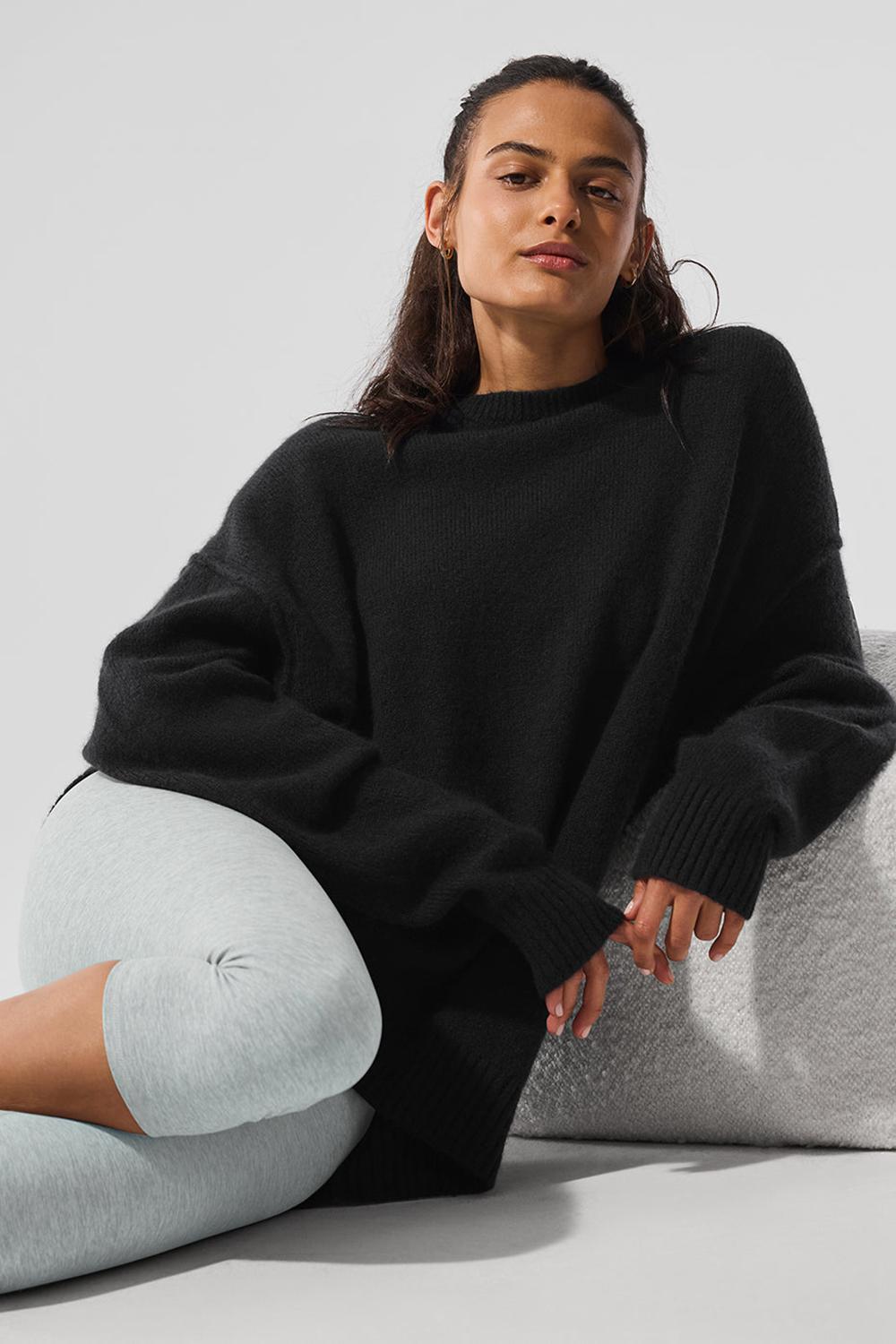 Alo Yoga New Class Cashmere Crewneck Naisten Neulepuserot Mustat | Suomi  0851-NRQHA