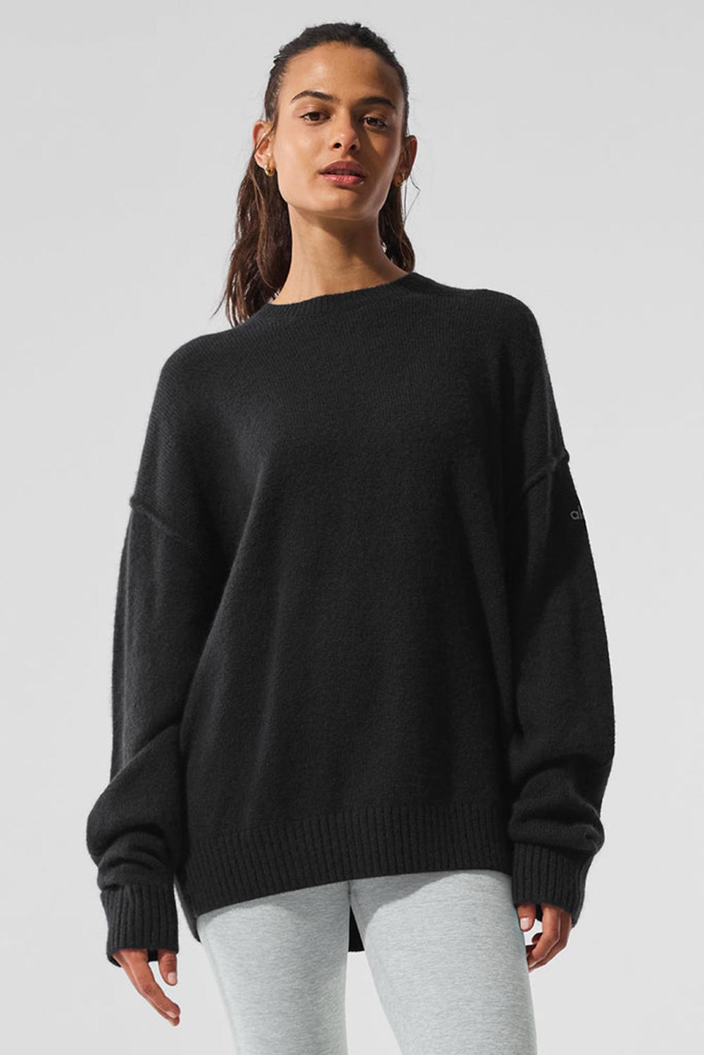 Alo Yoga New Class Cashmere Crewneck Naisten Neulepuserot Mustat | Suomi  0851-NRQHA