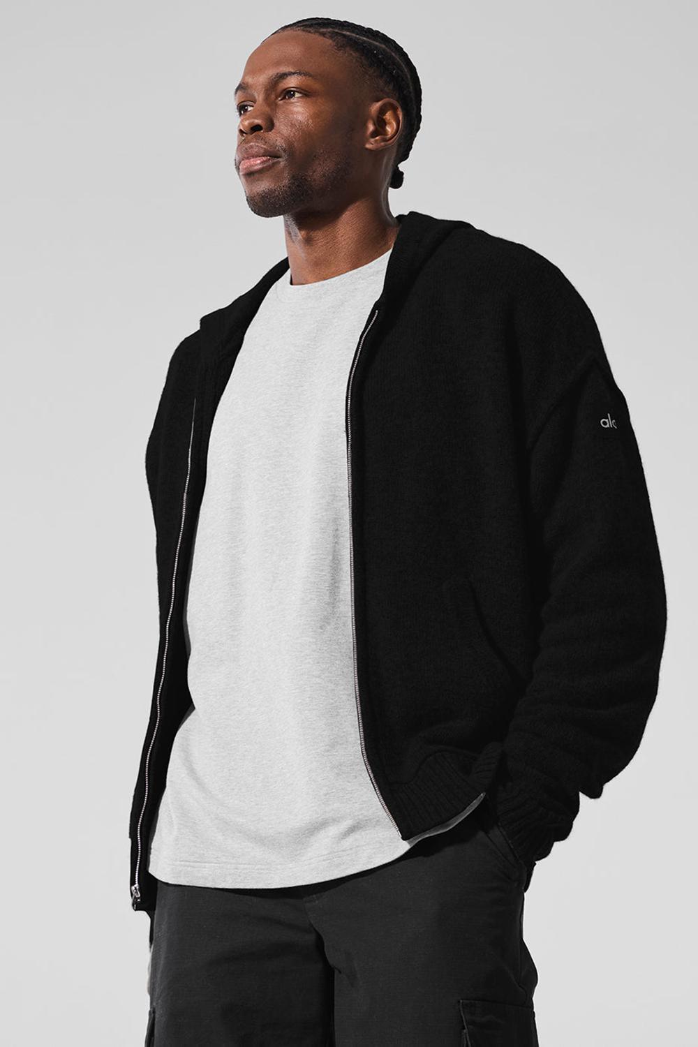 Alo Yoga New Class Cashmere Full Zip Miesten Huppari Mustat | Suomi  0685-LORJY