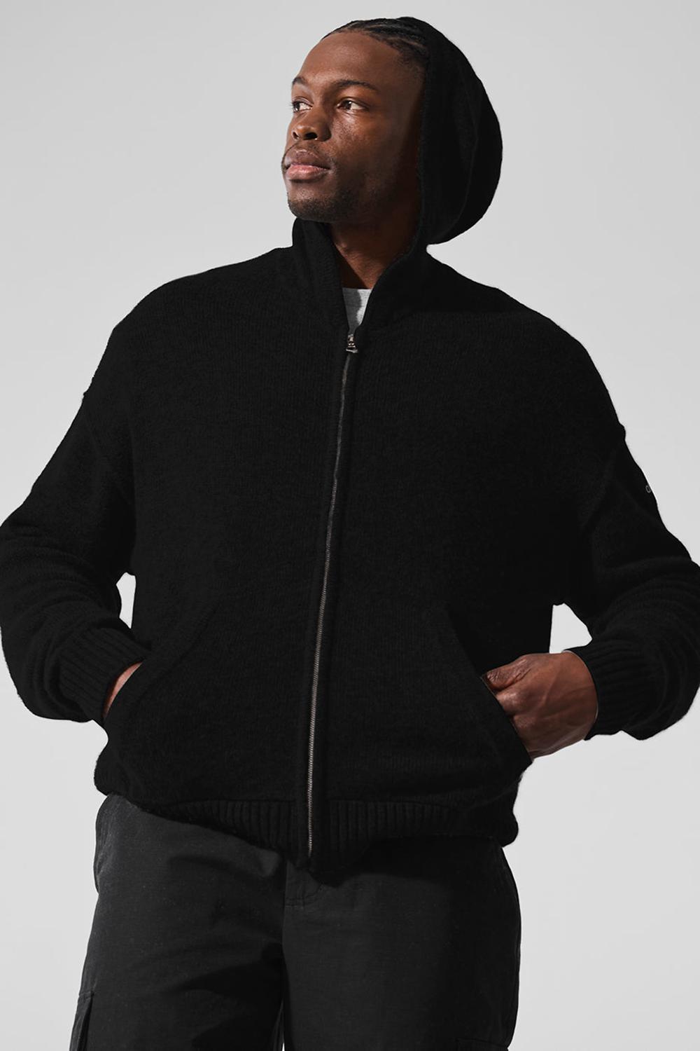 Alo Yoga New Class Cashmere Full Zip Miesten Huppari Mustat | Suomi  0685-LORJY