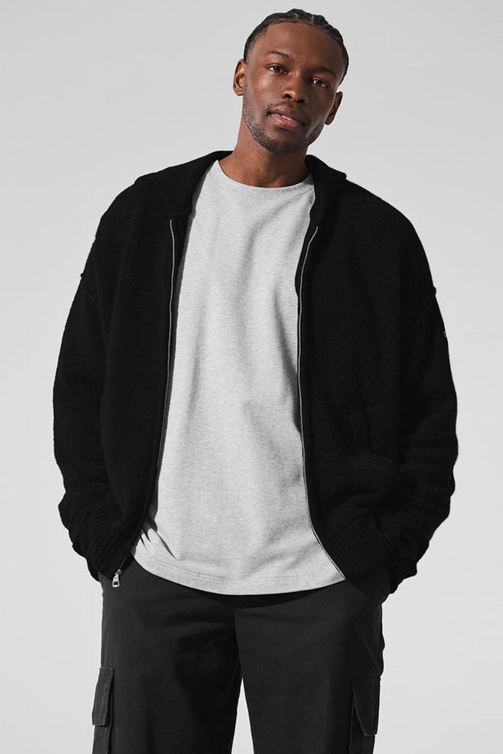 Alo Yoga New Class Cashmere Full Zip Miesten Huppari Mustat | Suomi  0685-LORJY