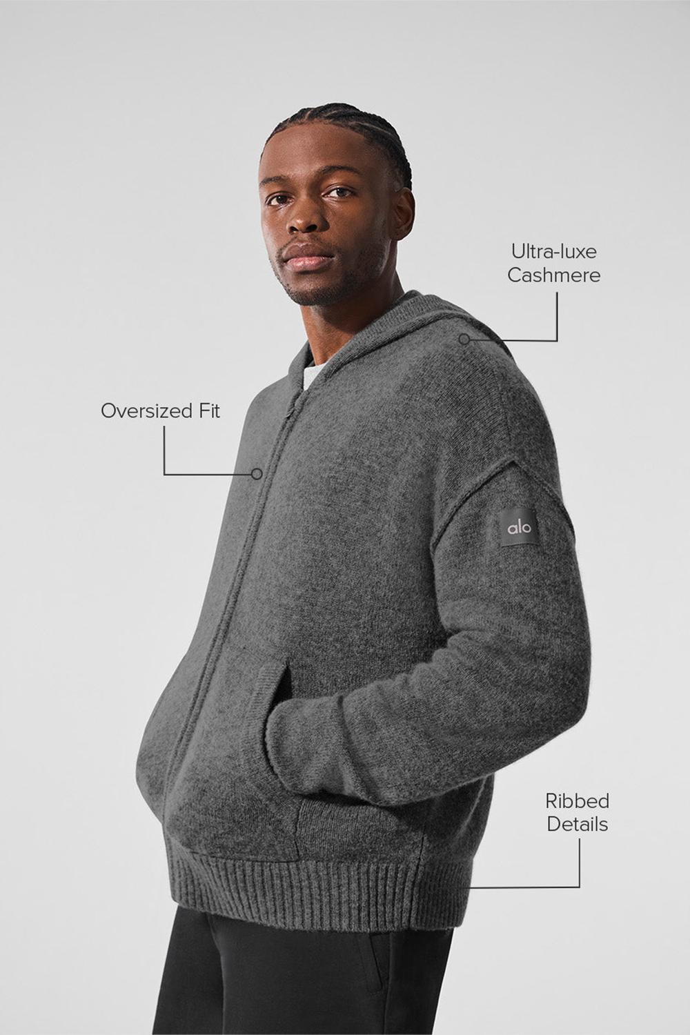 Alo Yoga New Class Cashmere Full Zip Miesten Huppari Platina Harmaat | Suomi  6523-FNMYQ