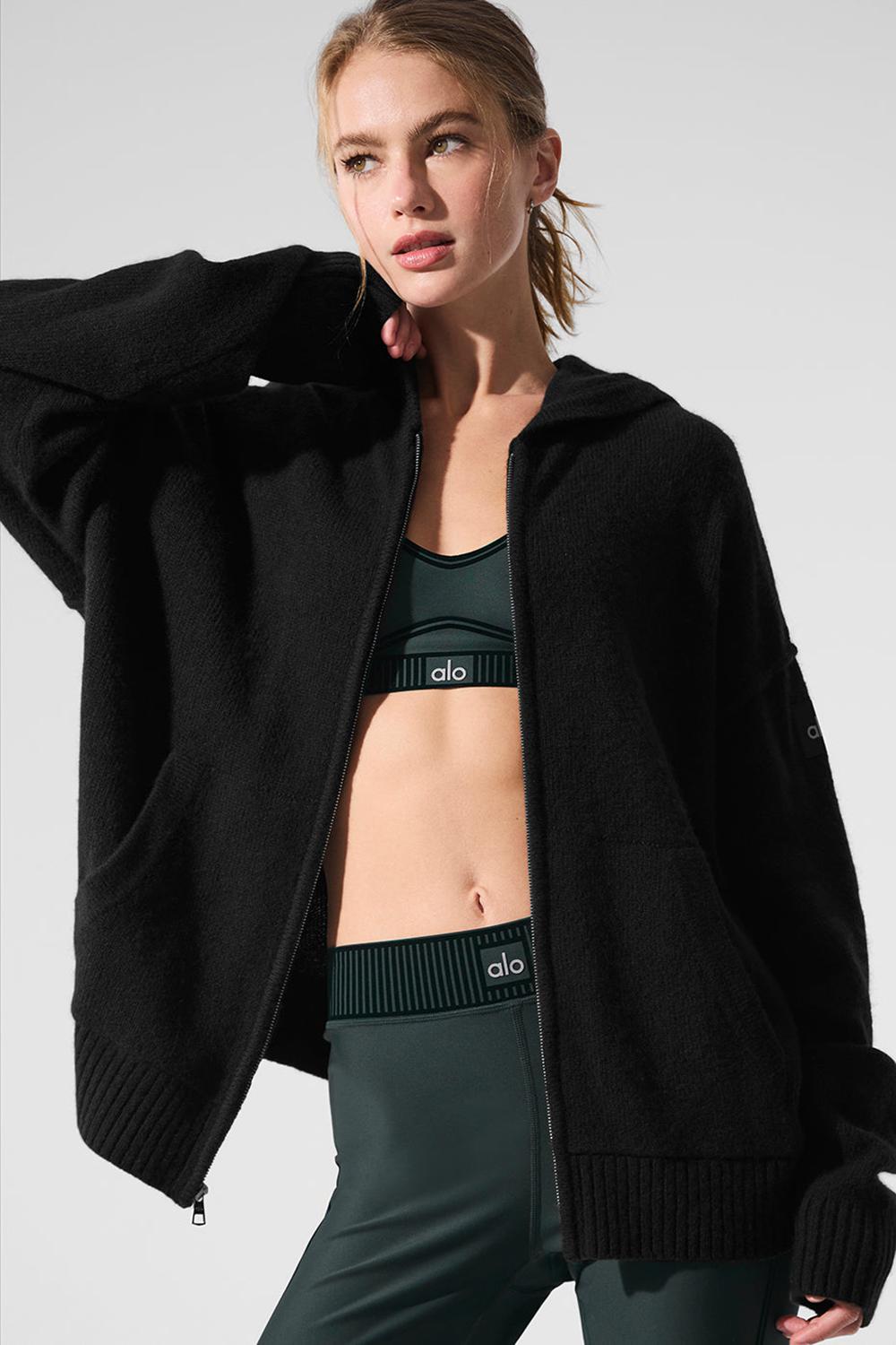 Alo Yoga New Class Cashmere Full Zip Naisten Huppari Mustat | Suomi  0691-PYJZF