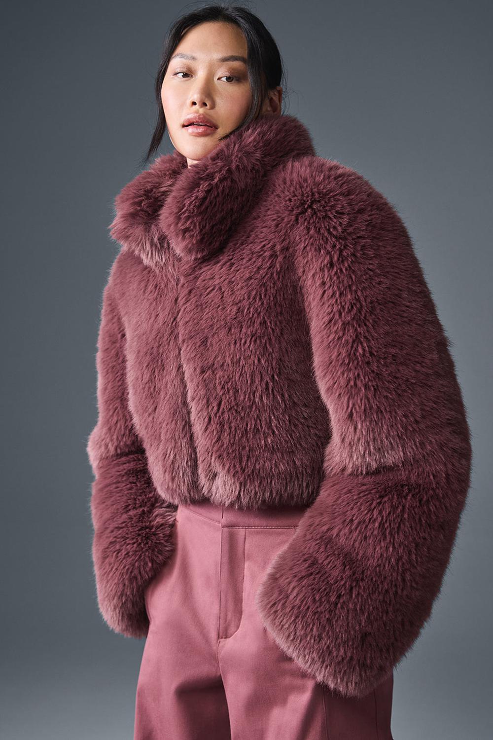 Alo Yoga Opulent Faux Fur Cropped Naisten Takit Viininpunainen | Suomi  2041-KLCJX