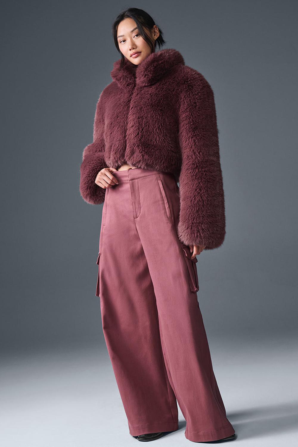 Alo Yoga Opulent Faux Fur Cropped Naisten Takit Viininpunainen | Suomi  2041-KLCJX