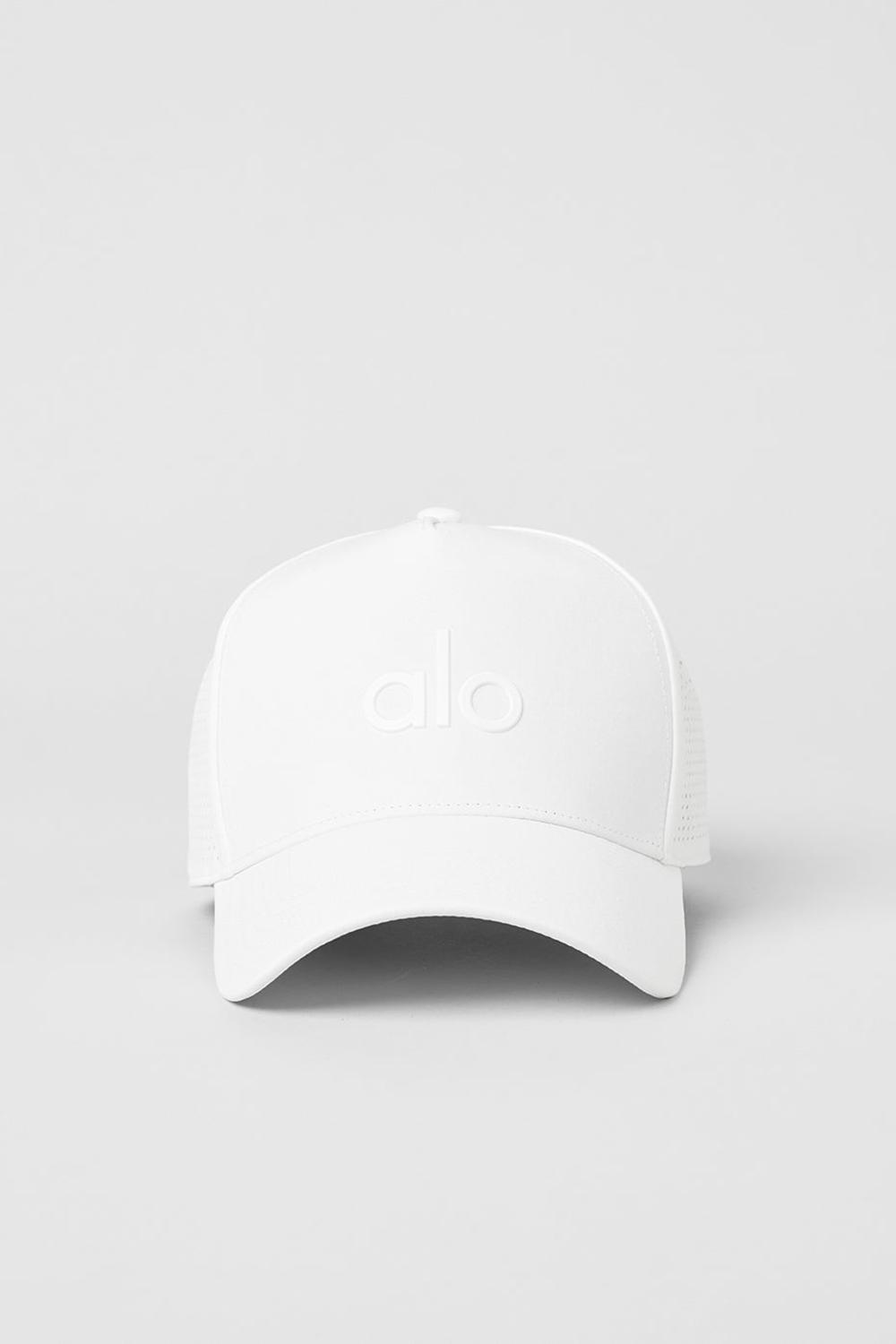 Alo Yoga Performance District Miesten Trucker Lippis Valkoinen | Suomi  0623-OHBQS