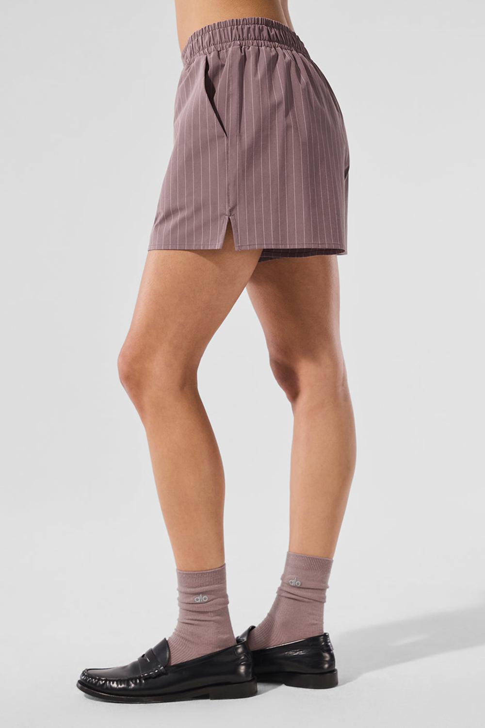Alo Yoga Pinstripe Daylight Naisten Boxer Mushroom / Ivory | Suomi  9352-XBJIM
