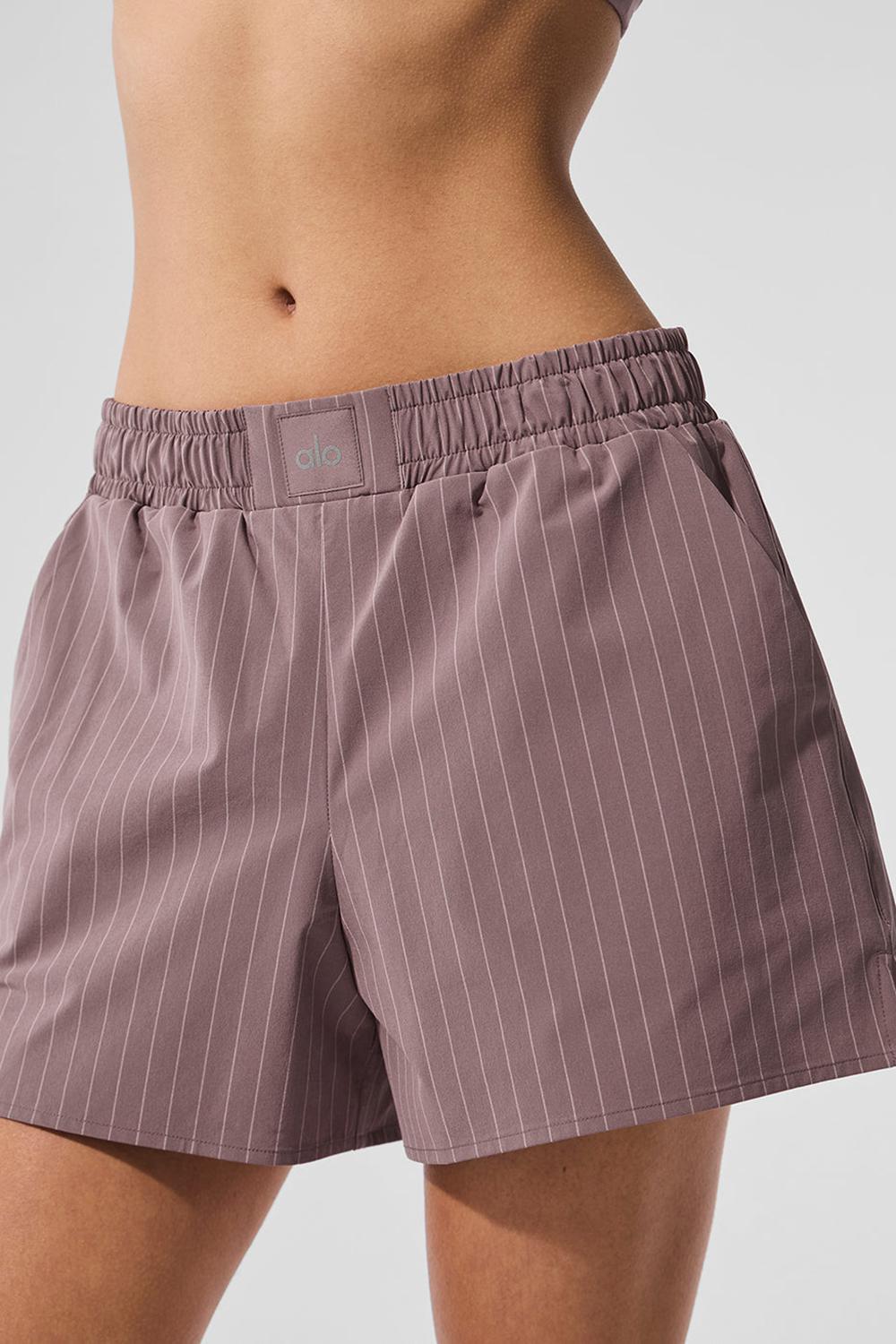 Alo Yoga Pinstripe Daylight Naisten Boxer Mushroom / Ivory | Suomi  9352-XBJIM