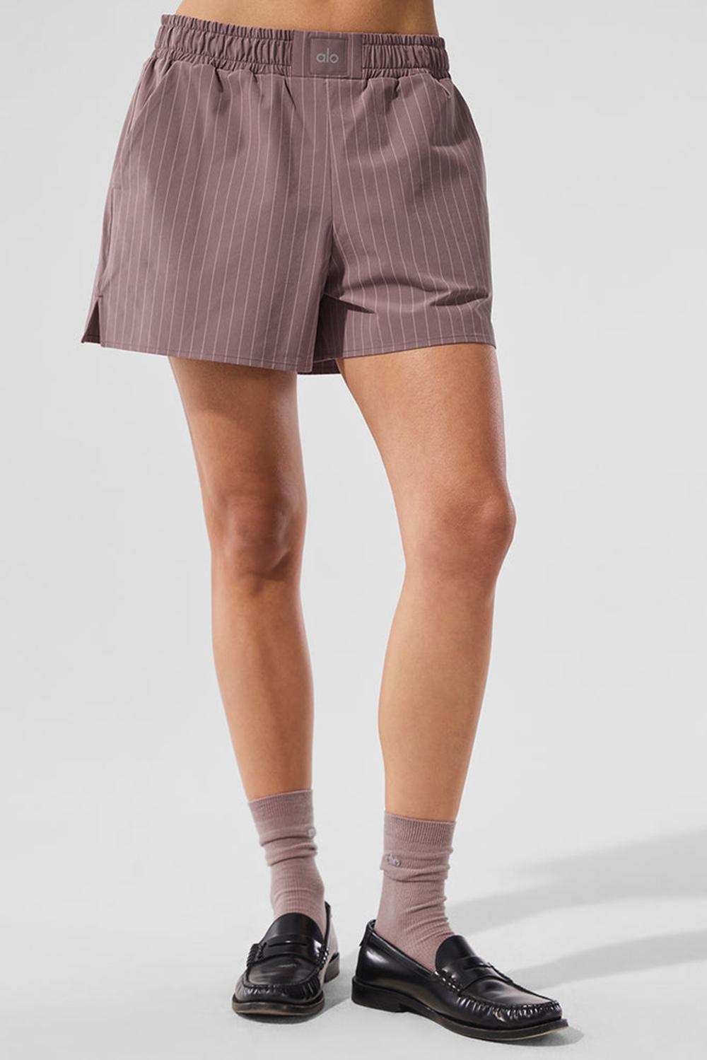 Alo Yoga Pinstripe Daylight Naisten Boxer Mushroom / Ivory | Suomi  9352-XBJIM