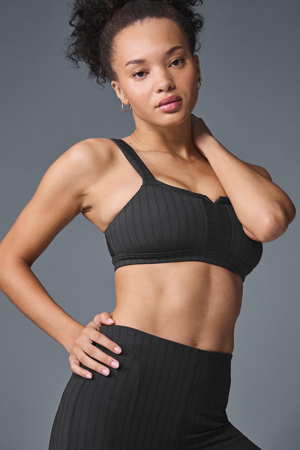 Alo Yoga Pinstripe Jacquard Captivate Naisten Urheiluliivi Mustat | Suomi  1324-TRSFY