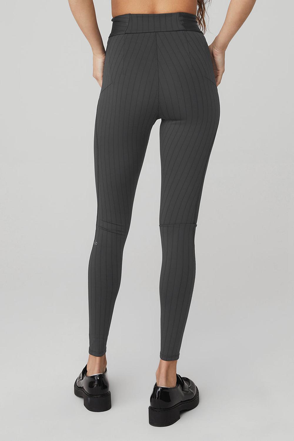 Alo Yoga Pinstripe Jacquard Extreme High-Waist Naisten Leggings Mustat | Suomi  4652-HWNXM