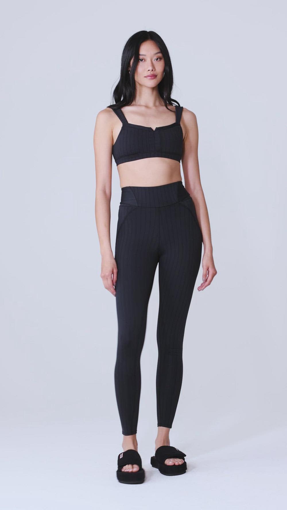 Alo Yoga Pinstripe Jacquard Extreme High-Waist Naisten Leggings Mustat | Suomi  4652-HWNXM