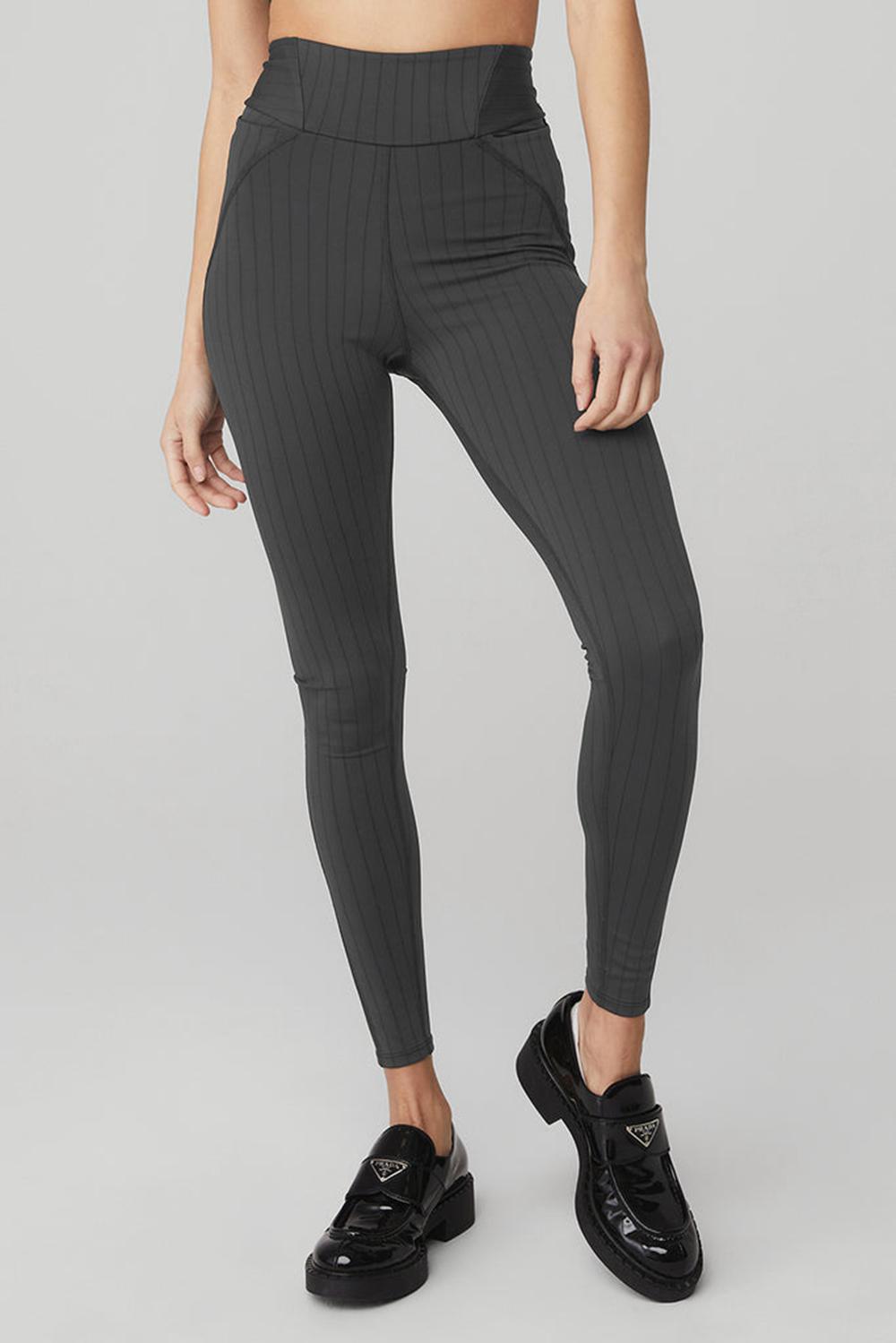 Alo Yoga Pinstripe Jacquard Extreme High-Waist Naisten Leggings Mustat | Suomi  4652-HWNXM