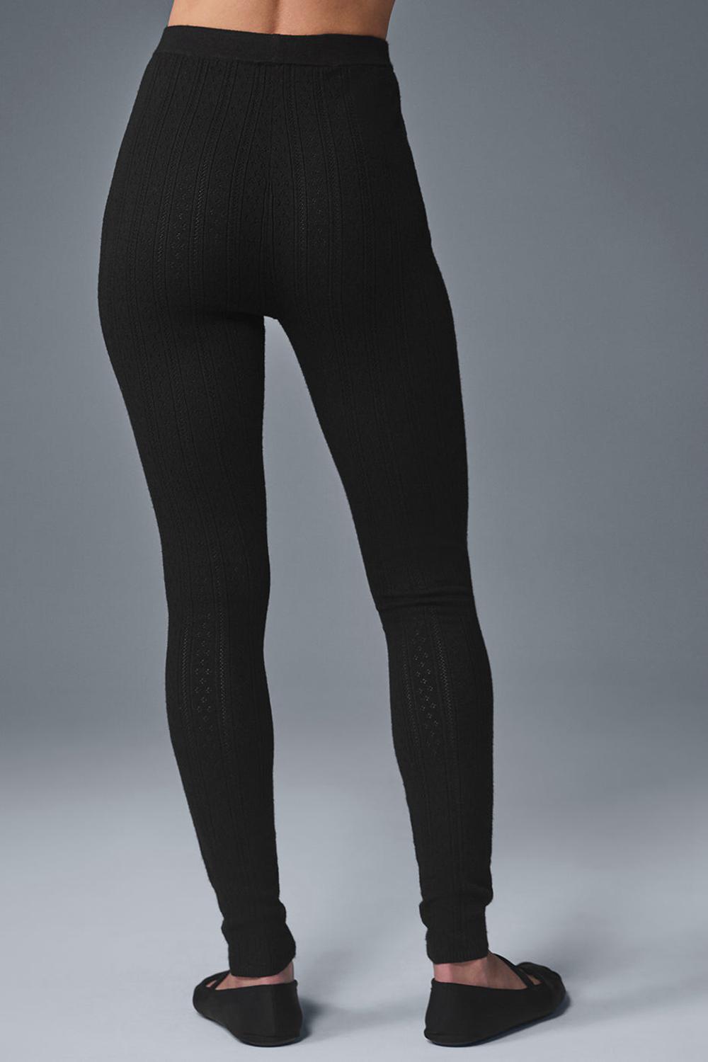 Alo Yoga Pointelle Sweater High-Waist Be Mine Naisten Leggings Mustat | Suomi  7680-GMAUK