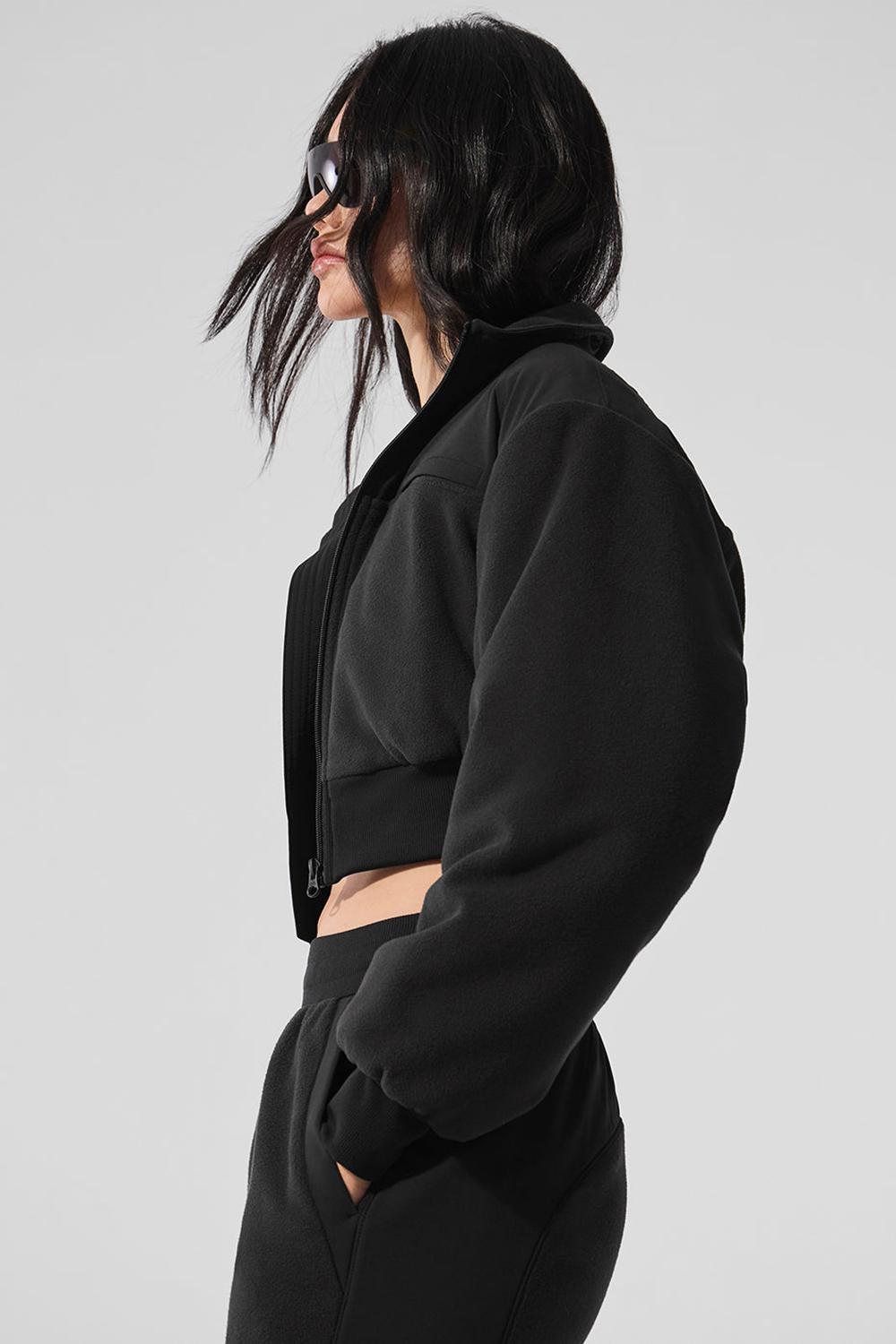 Alo Yoga Polar Fleece Cropped Wintry Mix Naisten Takit Mustat | Suomi  1678-FOLHA