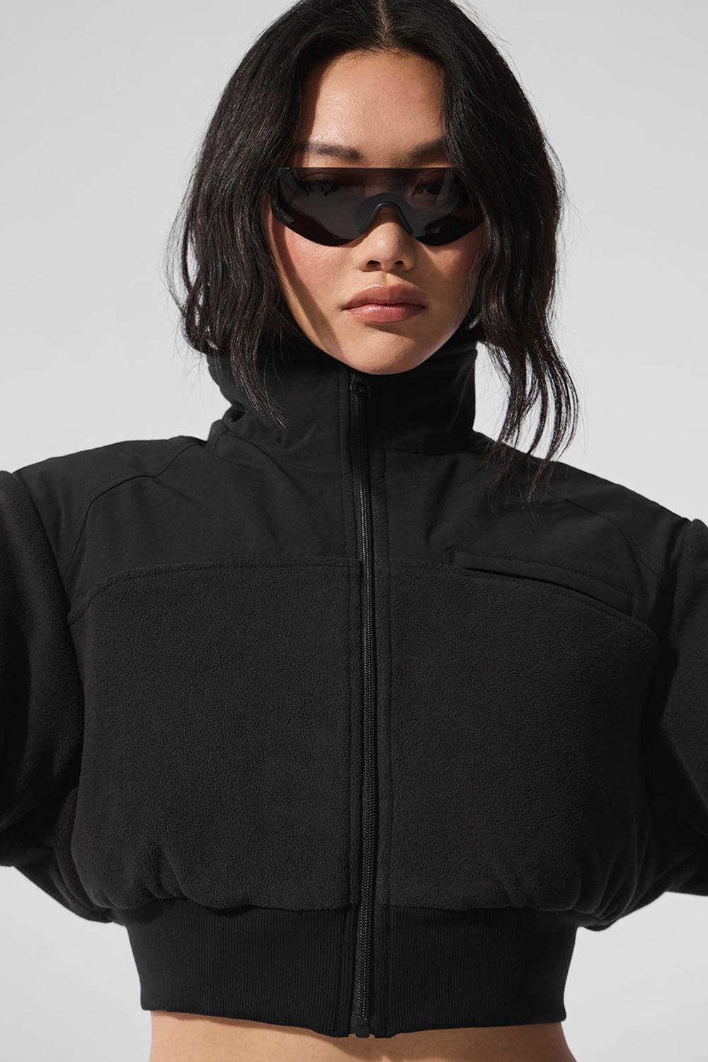 Alo Yoga Polar Fleece Cropped Wintry Mix Naisten Takit Mustat | Suomi  1678-FOLHA