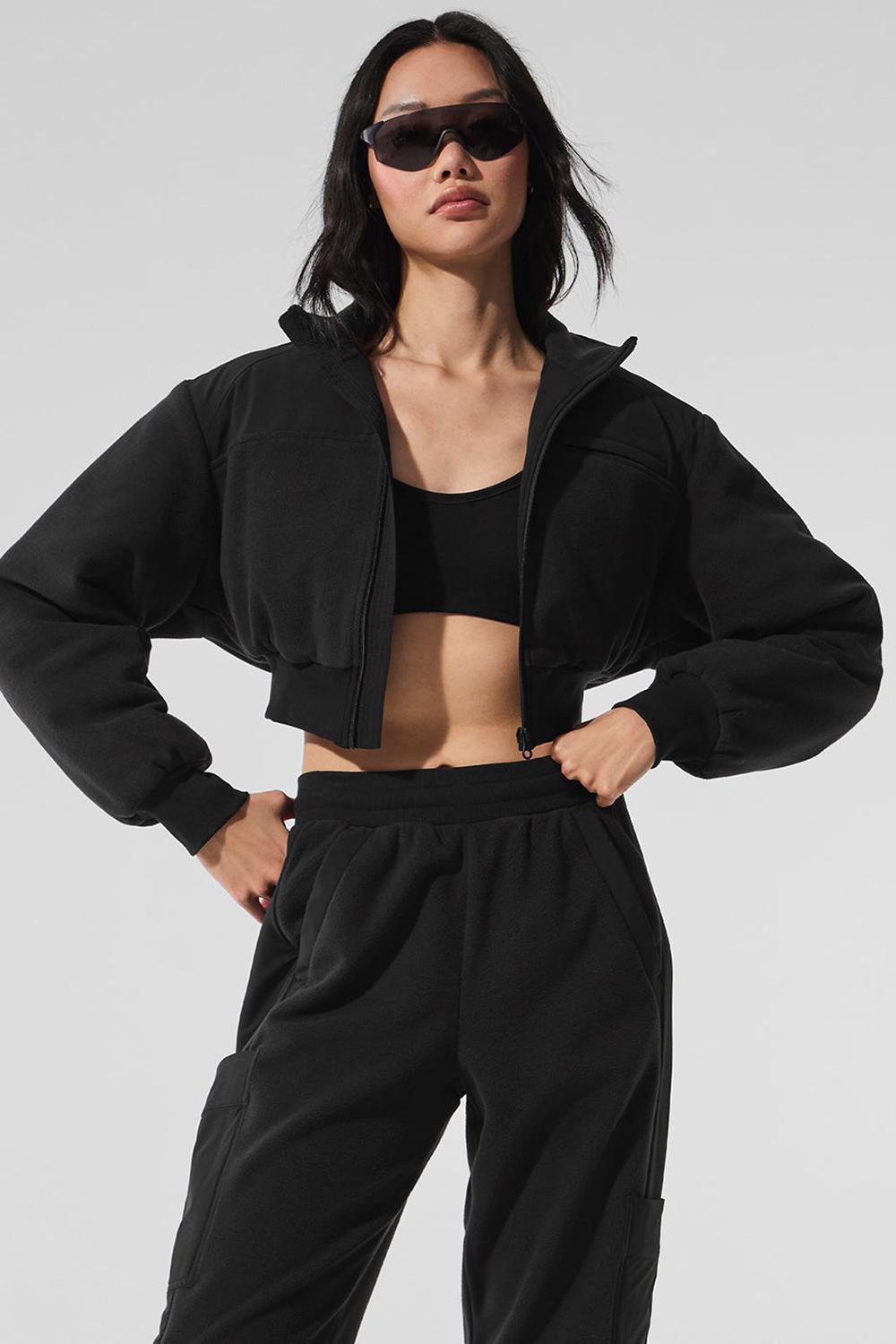 Alo Yoga Polar Fleece Cropped Wintry Mix Naisten Takit Mustat | Suomi  1678-FOLHA