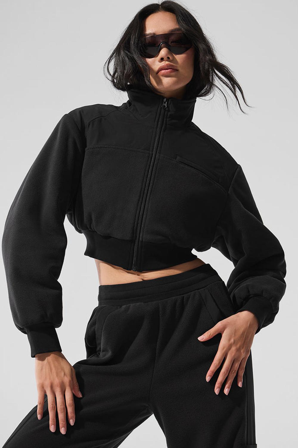 Alo Yoga Polar Fleece Cropped Wintry Mix Naisten Takit Mustat | Suomi  1678-FOLHA