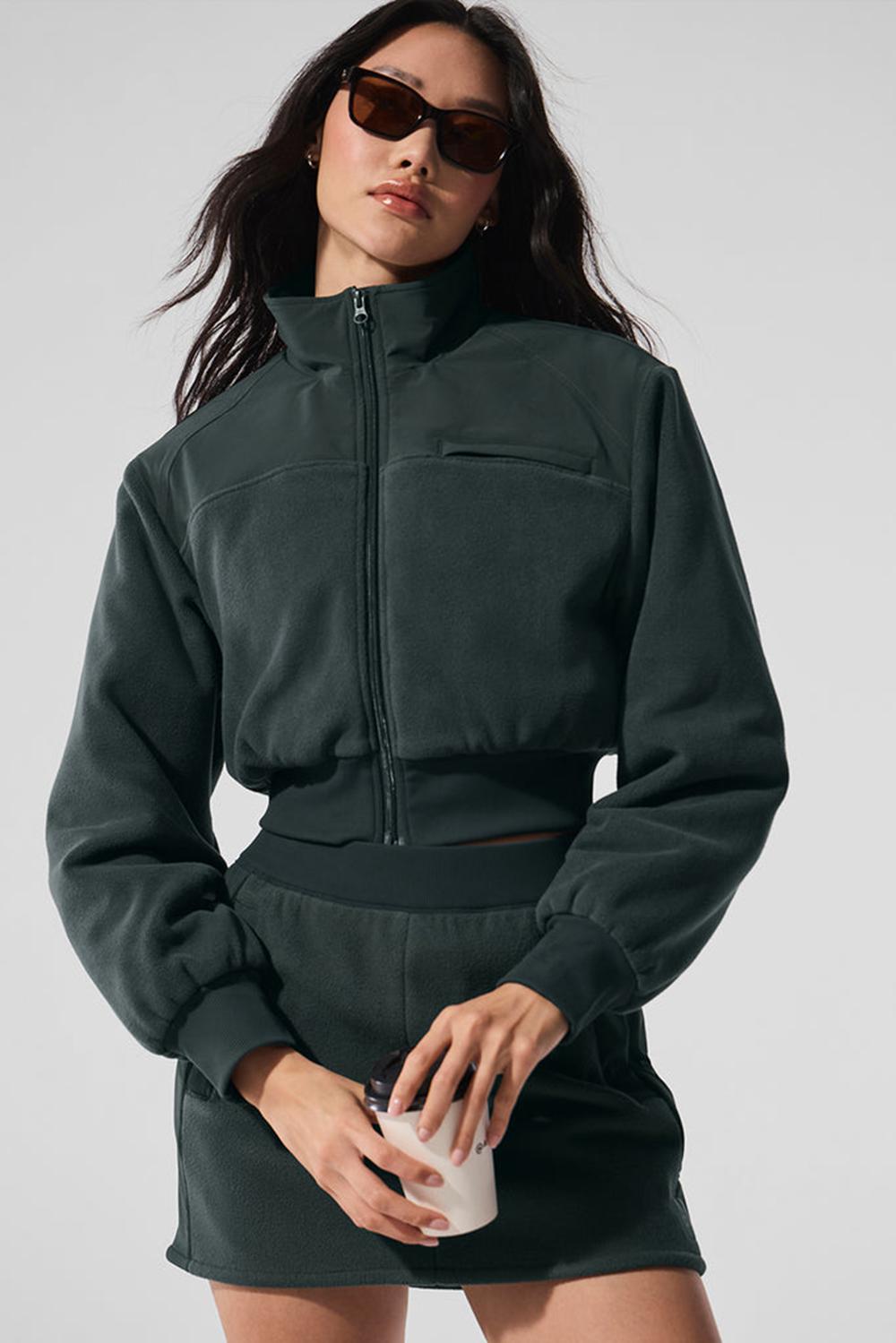 Alo Yoga Polar Fleece Cropped Wintry Mix Naisten Takit Vihreä | Suomi  1403-NBQFG