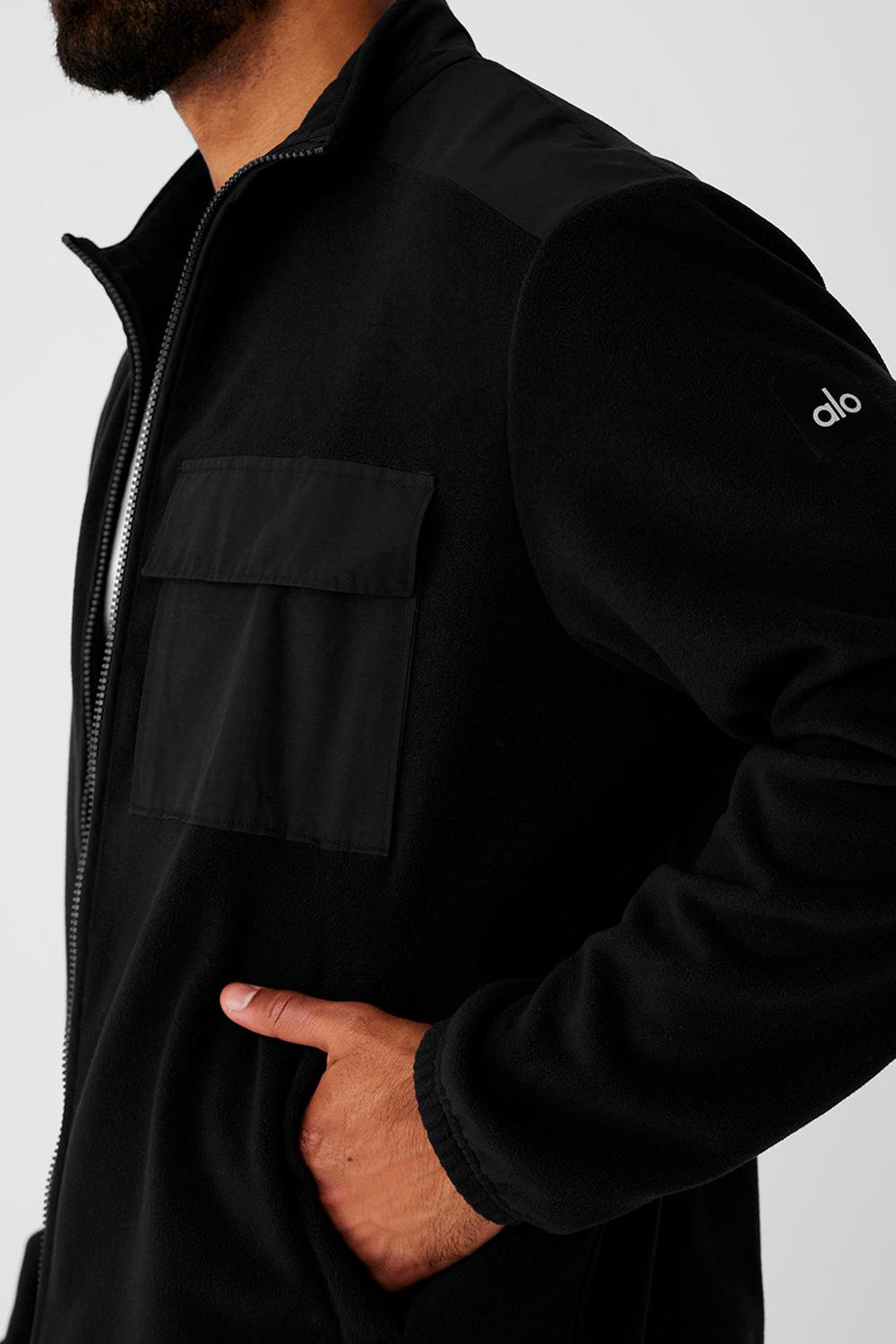 Alo Yoga Polar Fleece Ridge Full Zip Miesten Takit Mustat | Suomi  9632-WSHEB