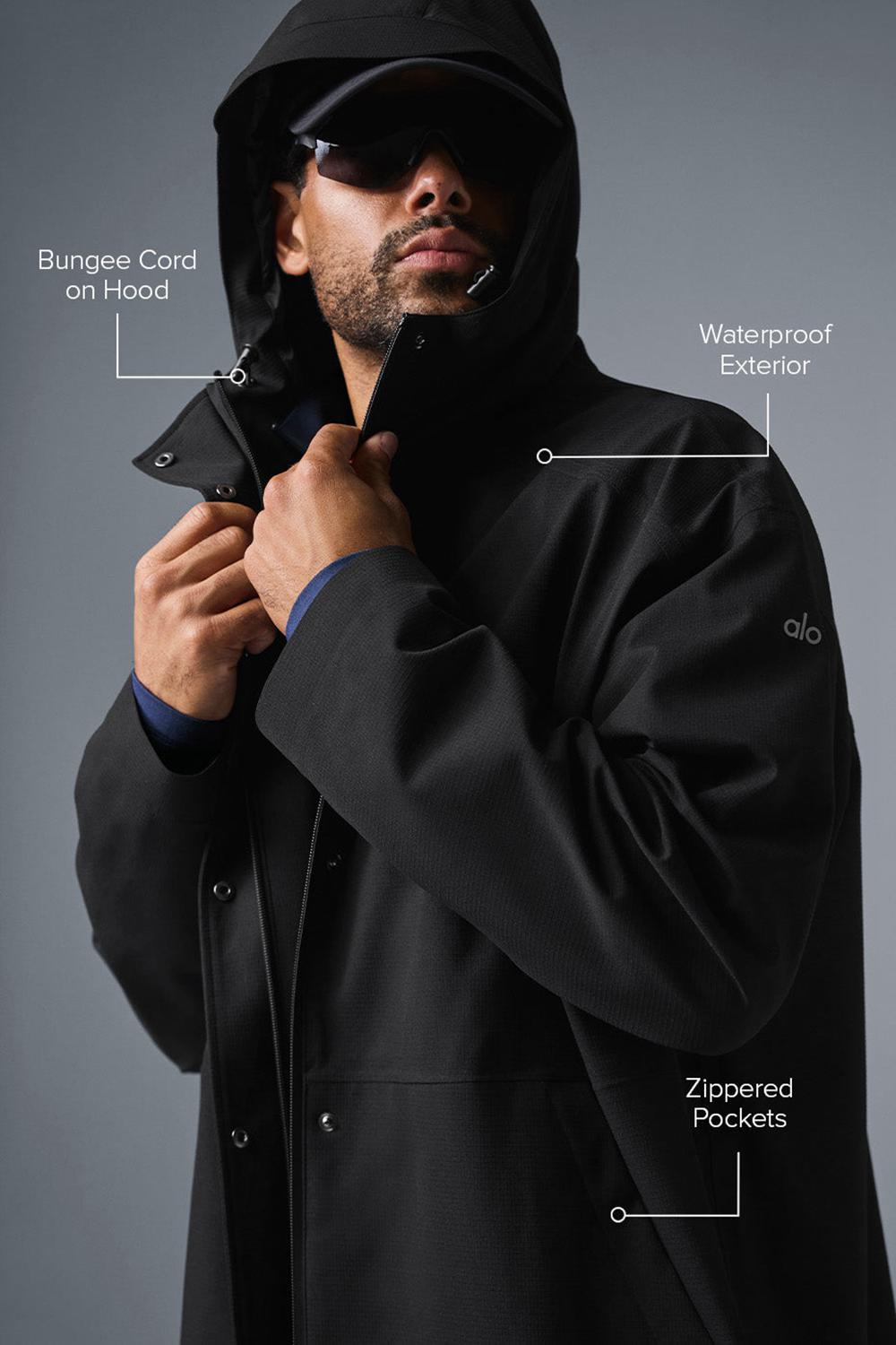 Alo Yoga Rain Or Shine Miesten Long Coat Mustat | Suomi  7261-OALPH