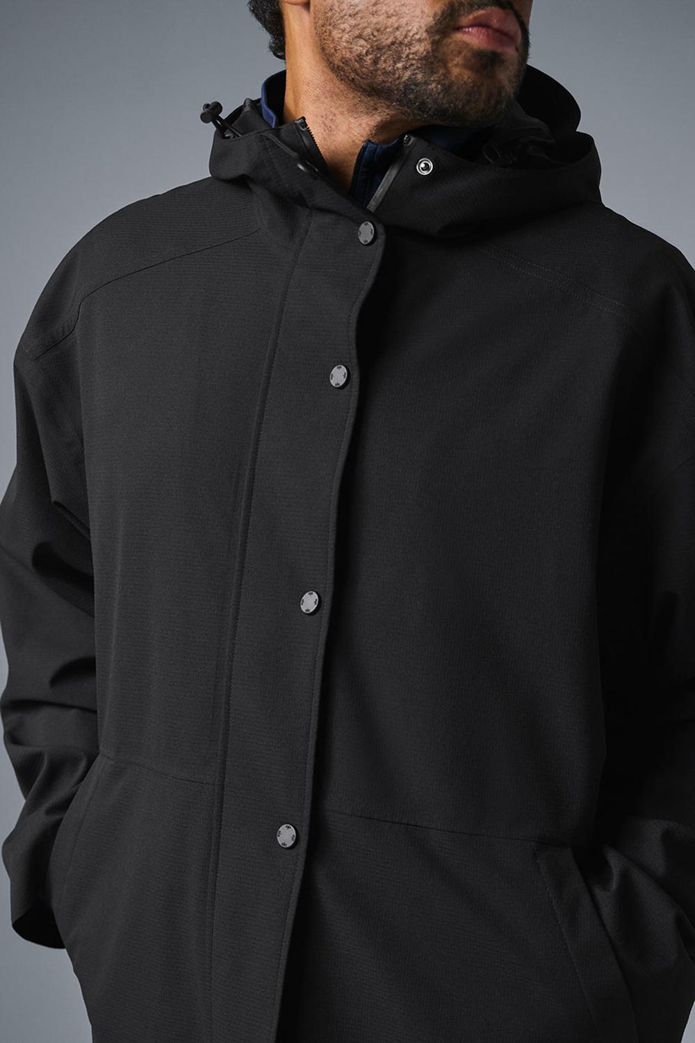 Alo Yoga Rain Or Shine Miesten Long Coat Mustat | Suomi  7261-OALPH