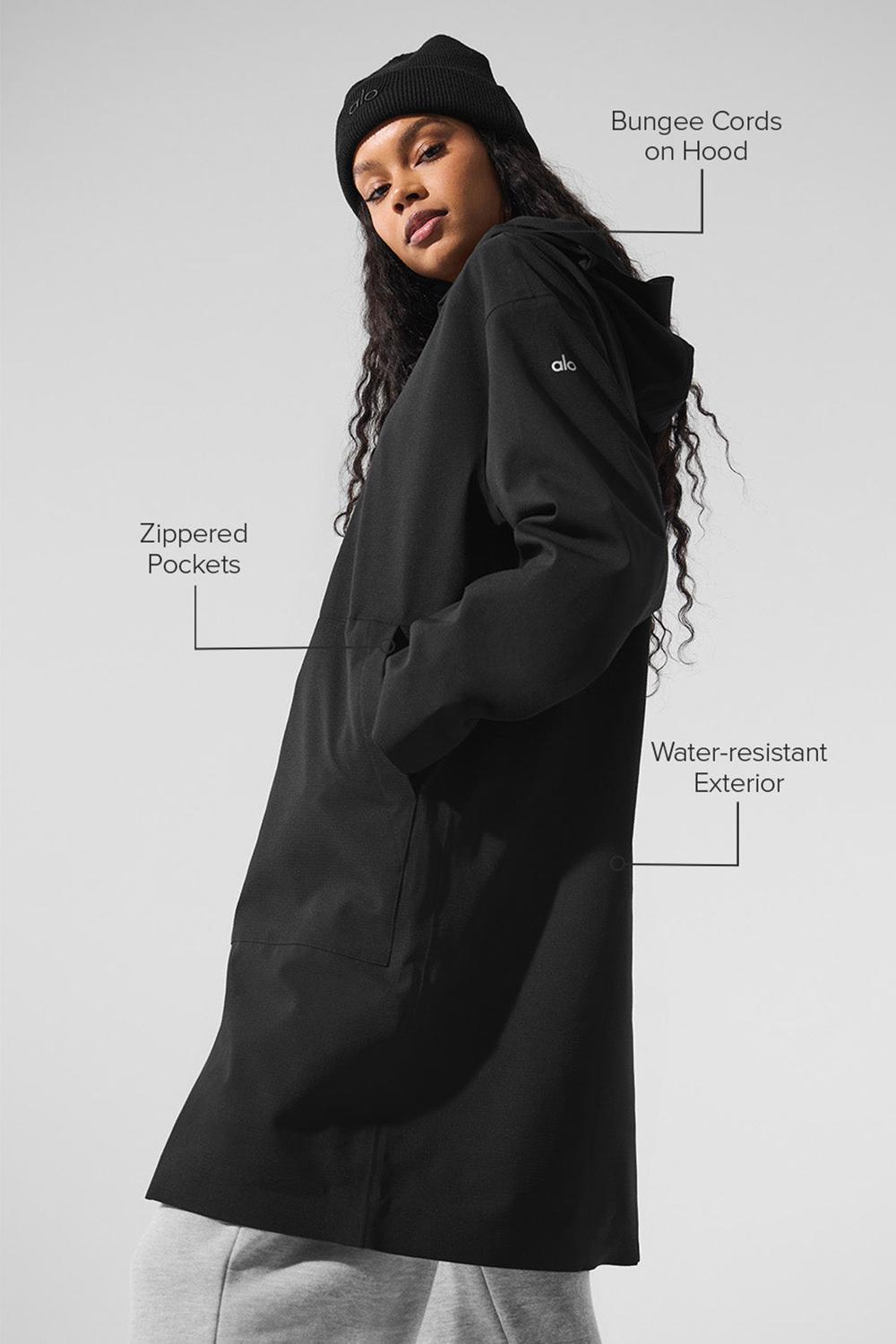 Alo Yoga Rain Or Shine Naisten Long Coat Mustat | Suomi  2063-NDREL