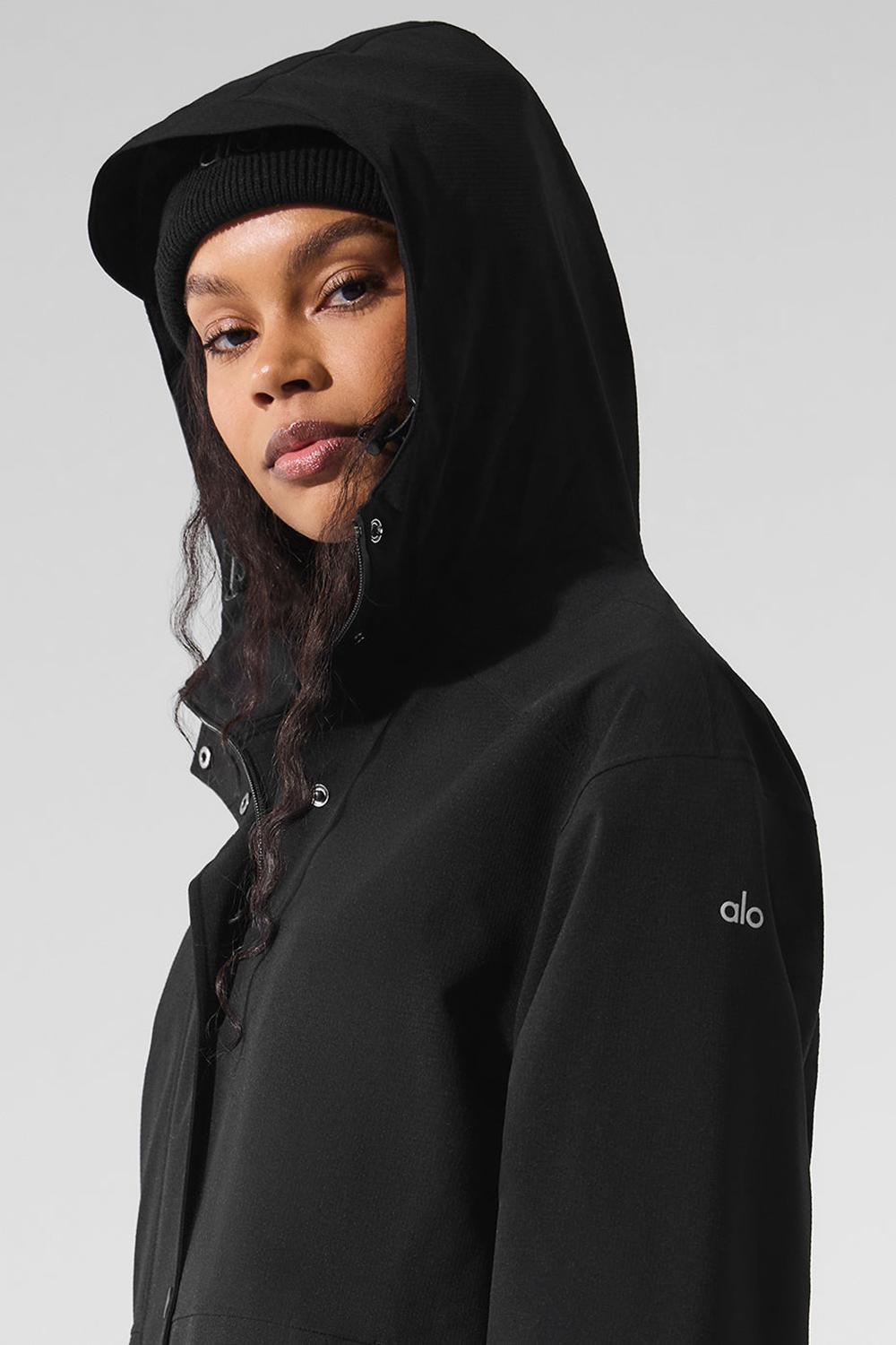 Alo Yoga Rain Or Shine Naisten Long Coat Mustat | Suomi  2063-NDREL