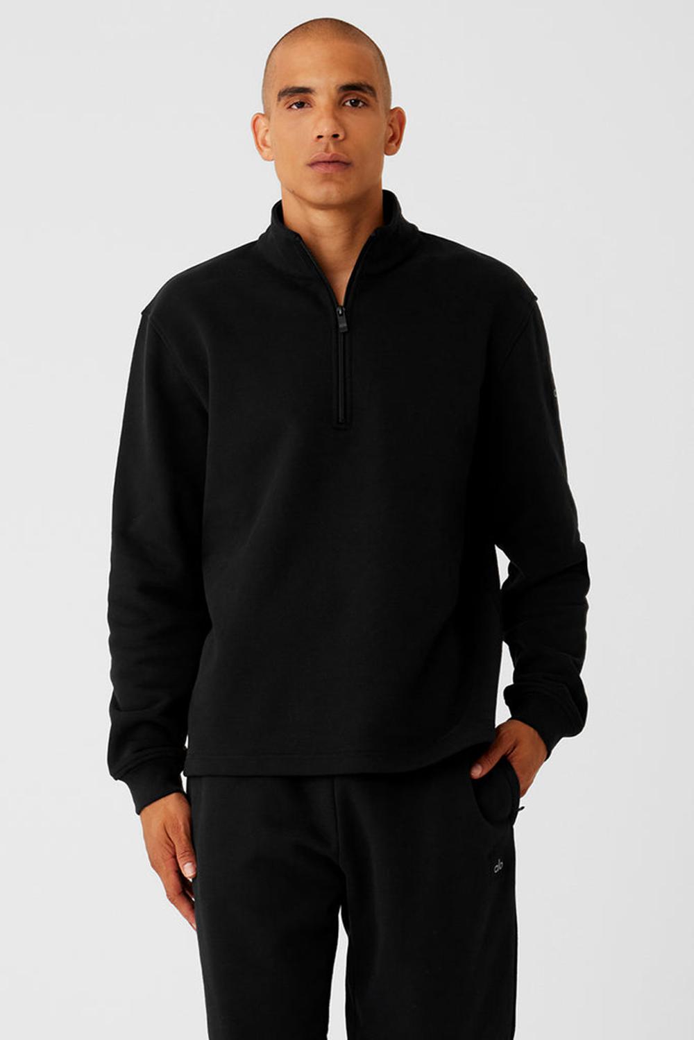Alo Yoga Renown Heavy Weight 1/4 Zip Miesten Huppari Mustat | Suomi  5179-WCXVR