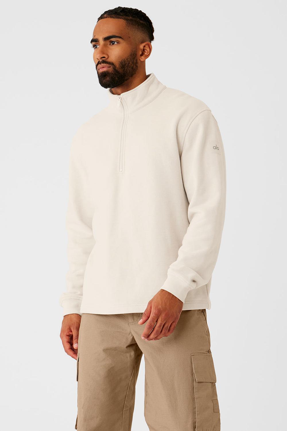 Alo Yoga Renown Heavy Weight 1/4 Zip Miesten Huppari Bone | Suomi  4396-CAGHE