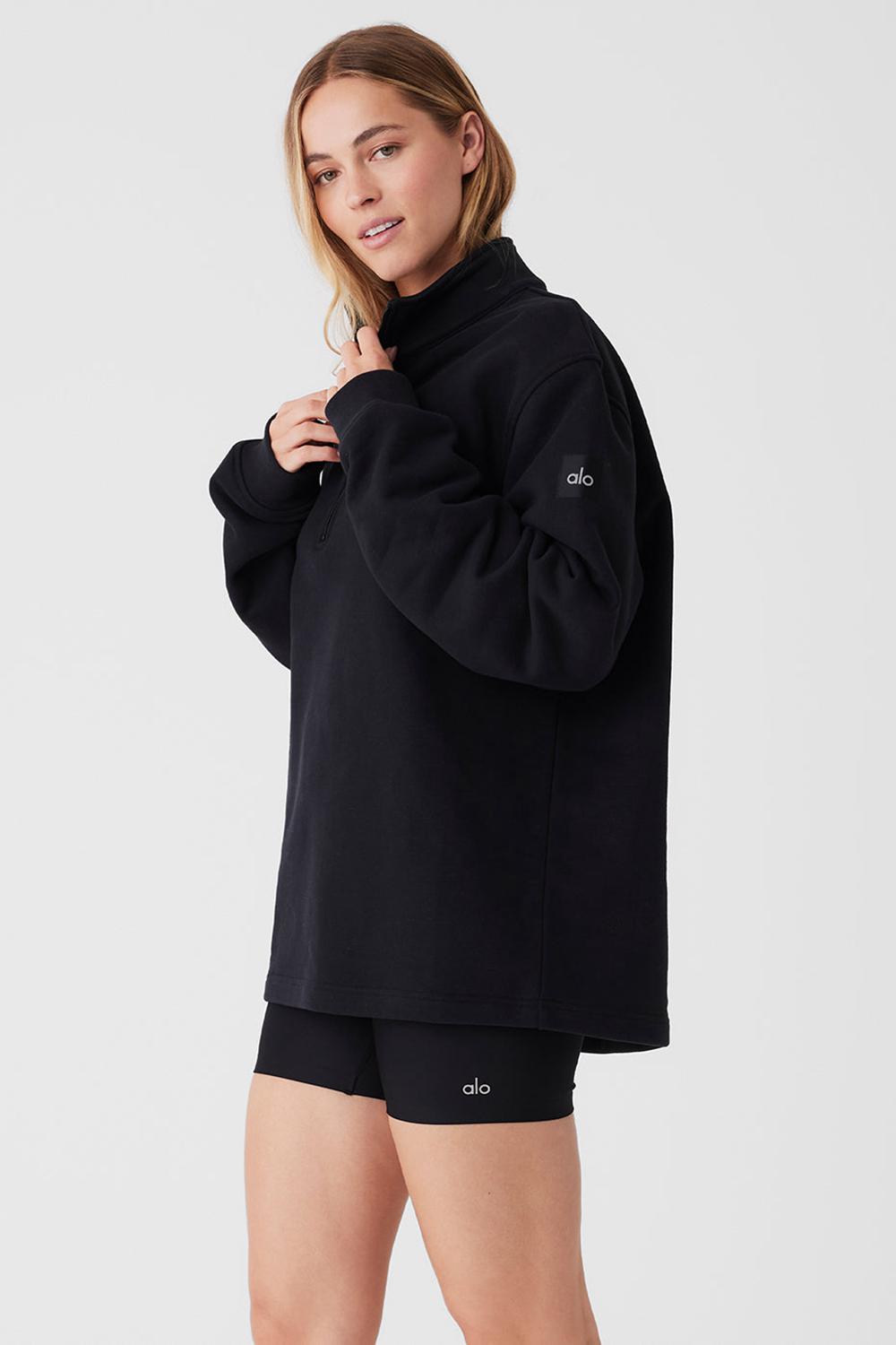Alo Yoga Renown Heavy Weight 1/4 Zip Naisten Huppari Mustat | Suomi  4736-YEKZA