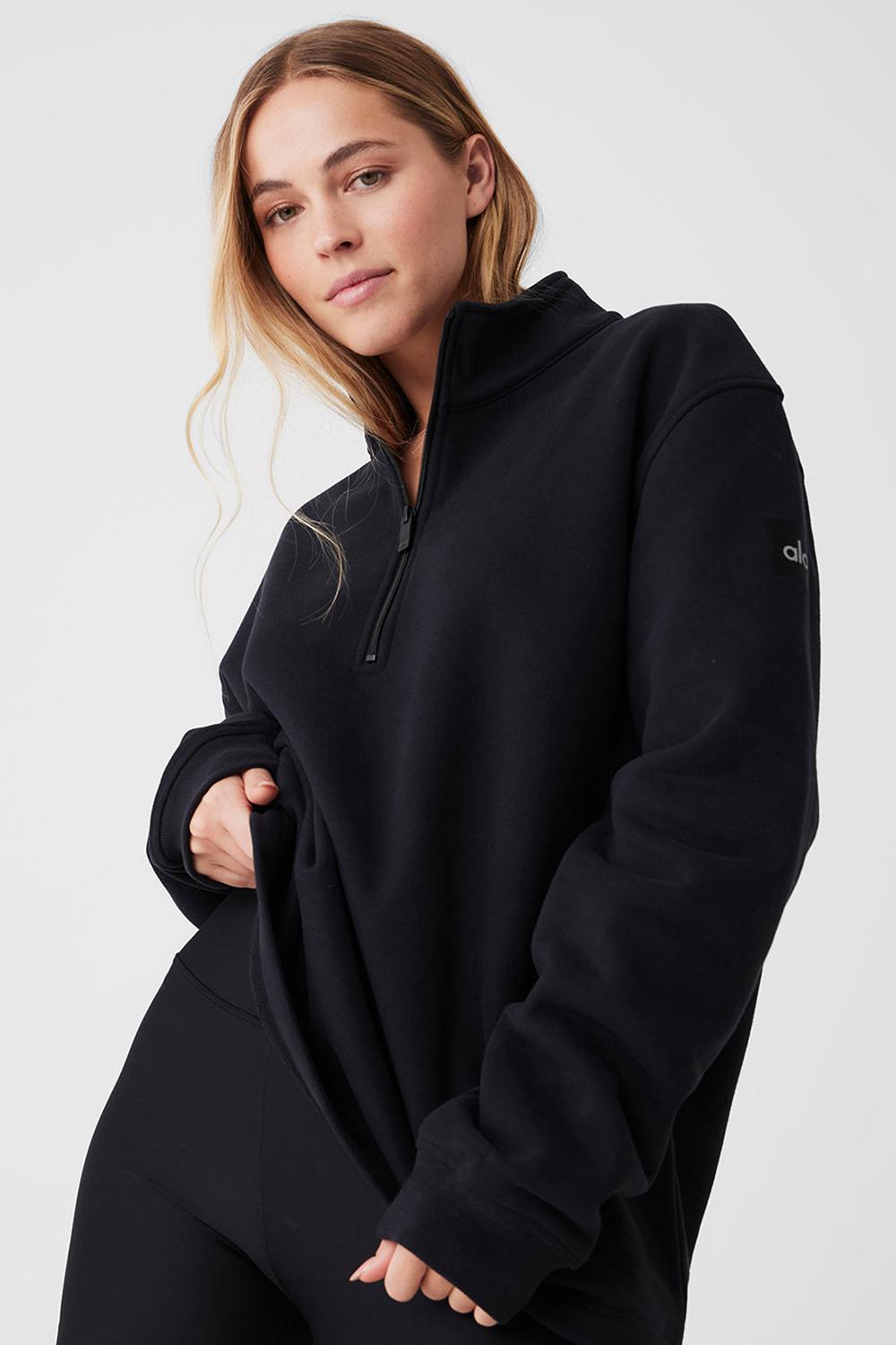 Alo Yoga Renown Heavy Weight 1/4 Zip Naisten Huppari Mustat | Suomi  4736-YEKZA