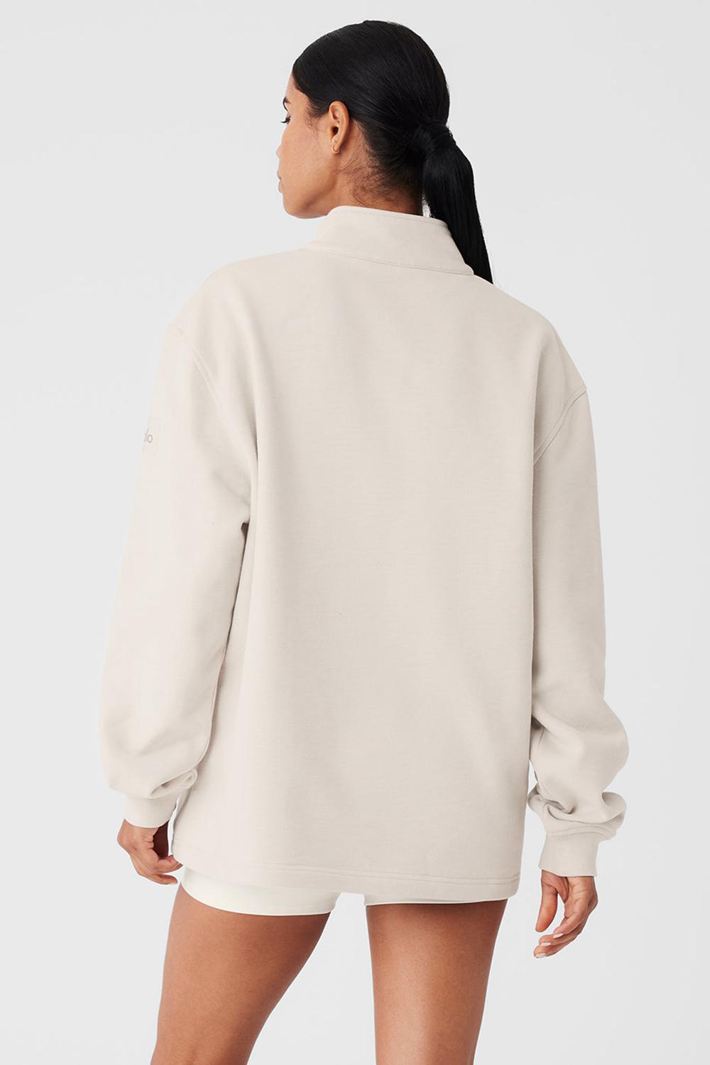 Alo Yoga Renown Heavy Weight 1/4 Zip Naisten Huppari Bone | Suomi  4218-FBARL