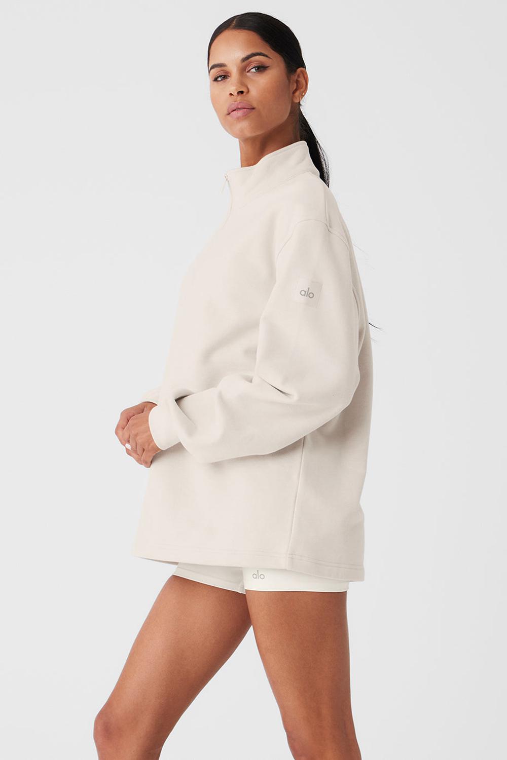 Alo Yoga Renown Heavy Weight 1/4 Zip Naisten Huppari Bone | Suomi  4218-FBARL