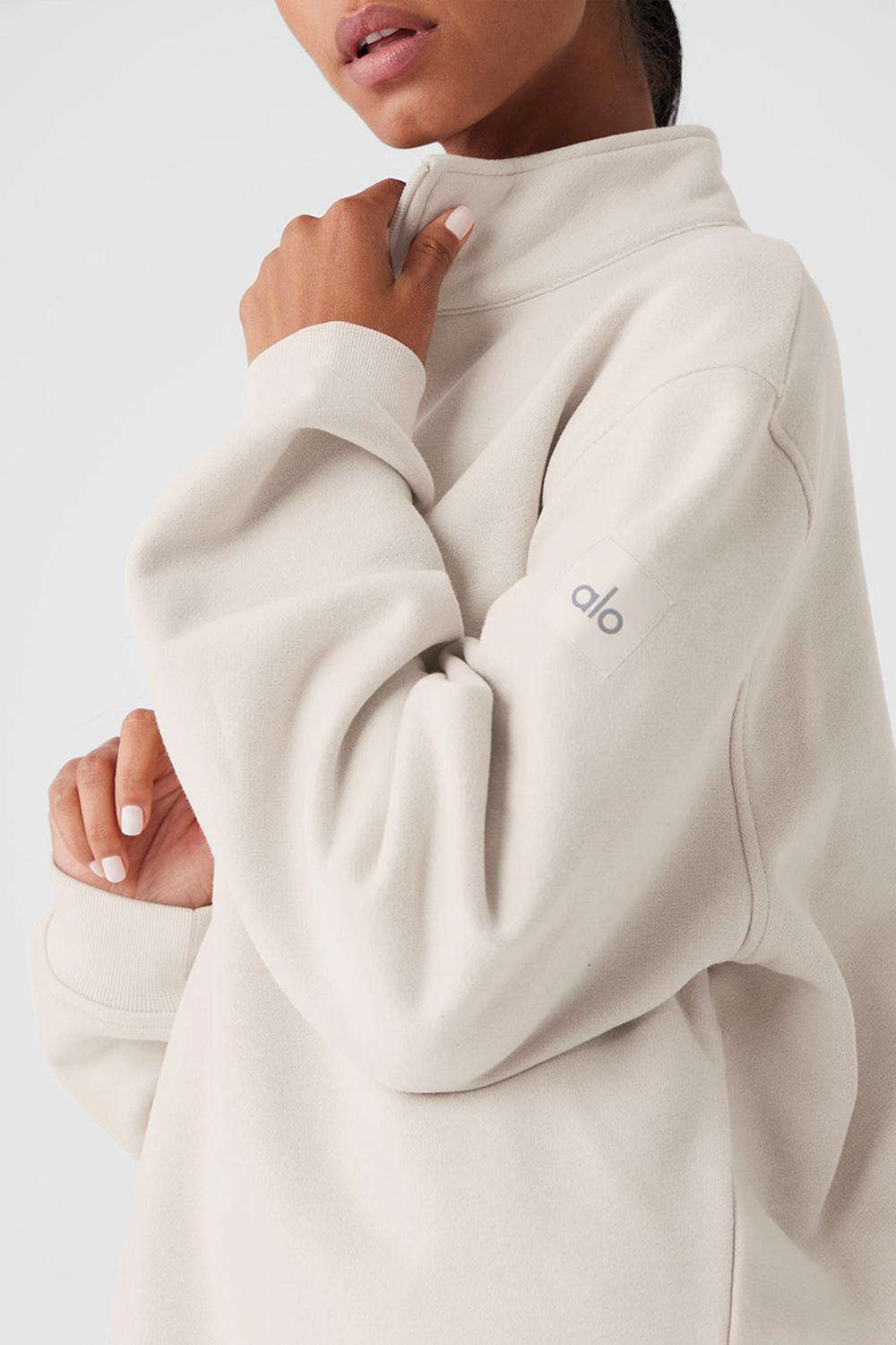 Alo Yoga Renown Heavy Weight 1/4 Zip Naisten Huppari Bone | Suomi  4218-FBARL