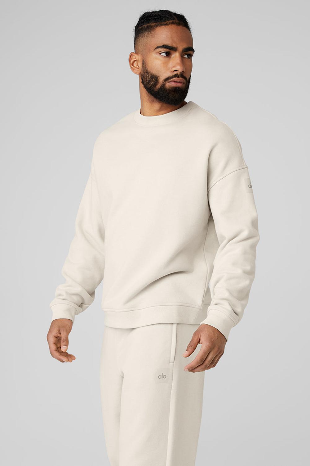 Alo Yoga Renown Heavy Weight Crew Neck Miesten Villapusero Bone | Suomi  7025-YUKXE