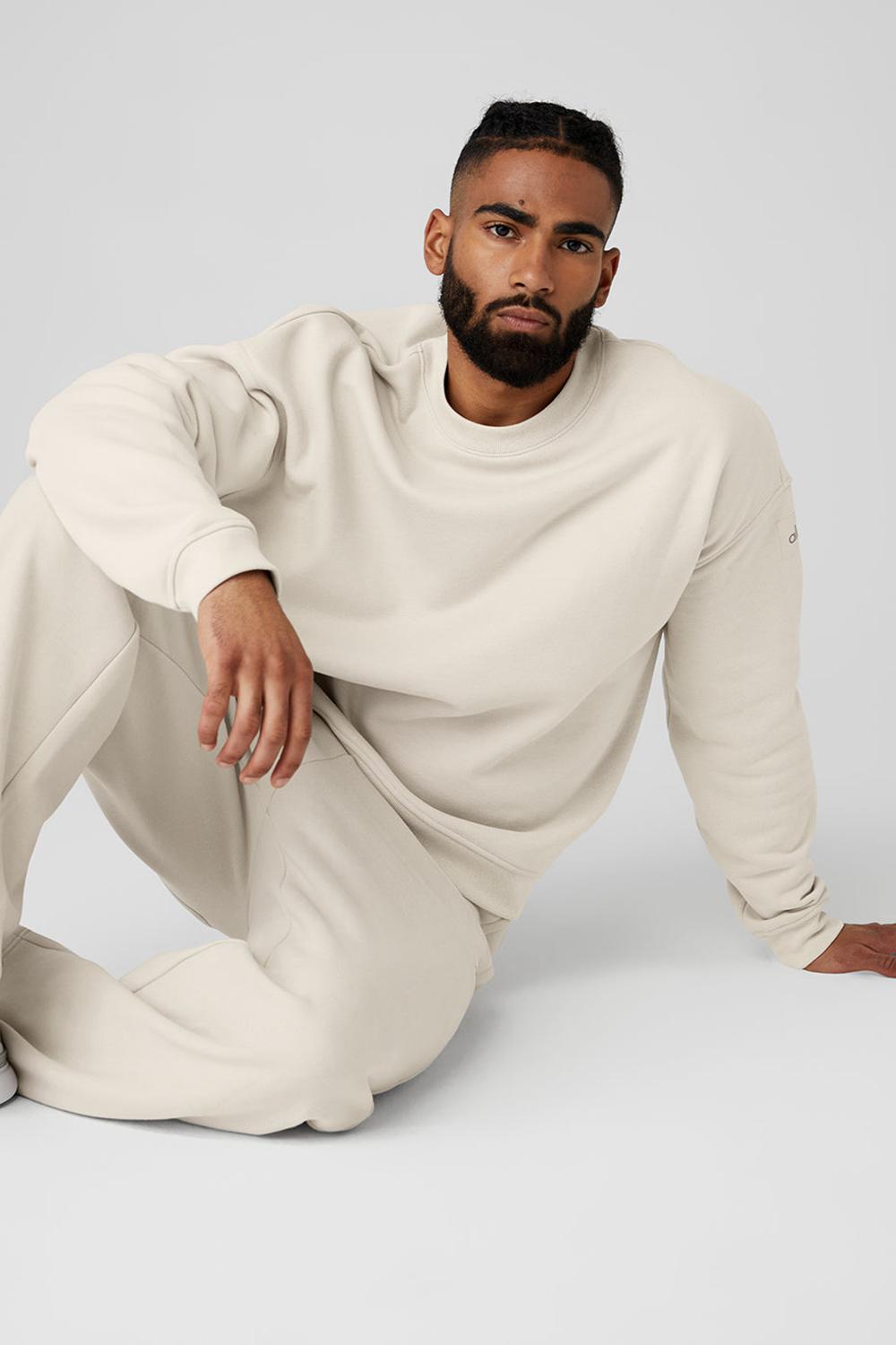 Alo Yoga Renown Heavy Weight Crew Neck Miesten Villapusero Bone | Suomi  7025-YUKXE