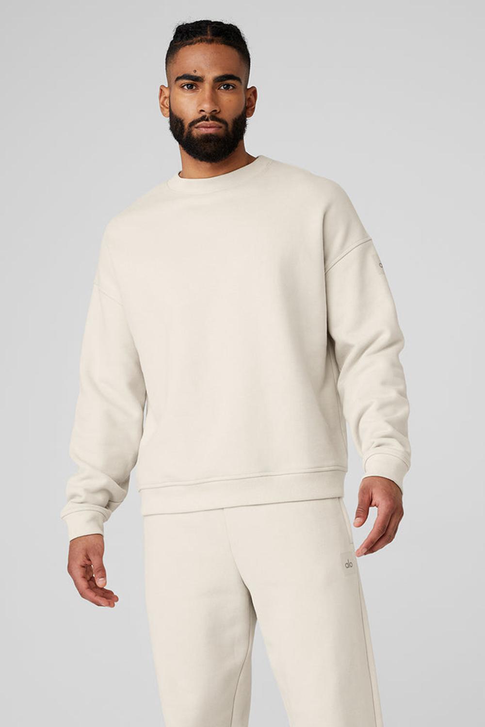 Alo Yoga Renown Heavy Weight Crew Neck Miesten Villapusero Bone | Suomi  7025-YUKXE