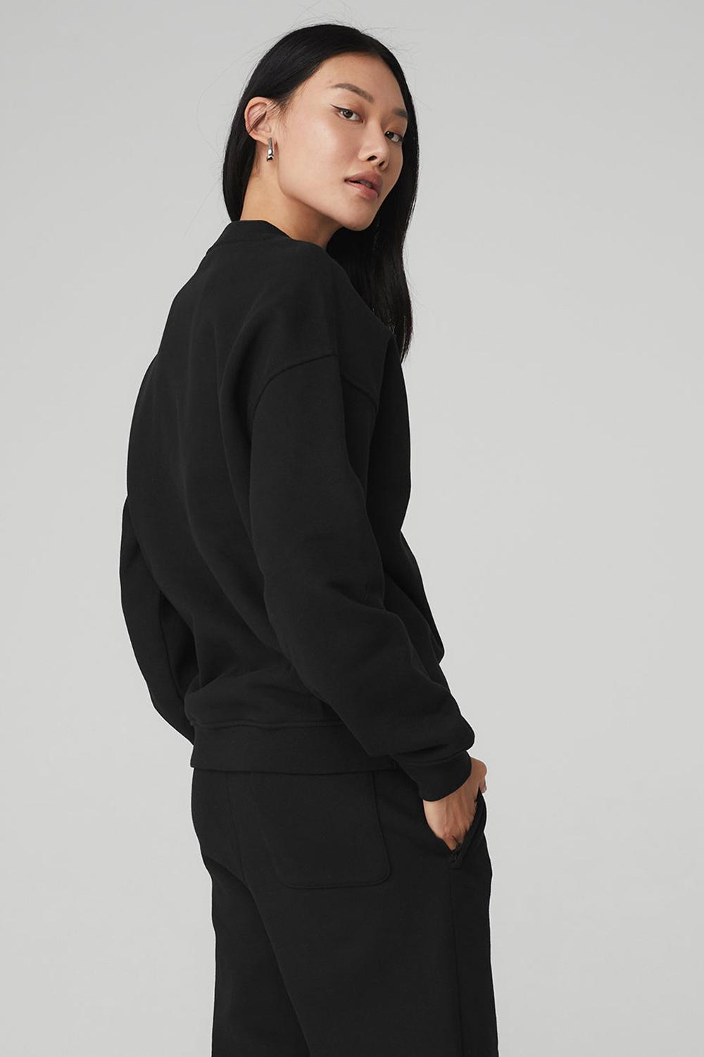 Alo Yoga Renown Heavy Weight Crew Neck Naisten Villapusero Mustat | Suomi  5623-EUXYK