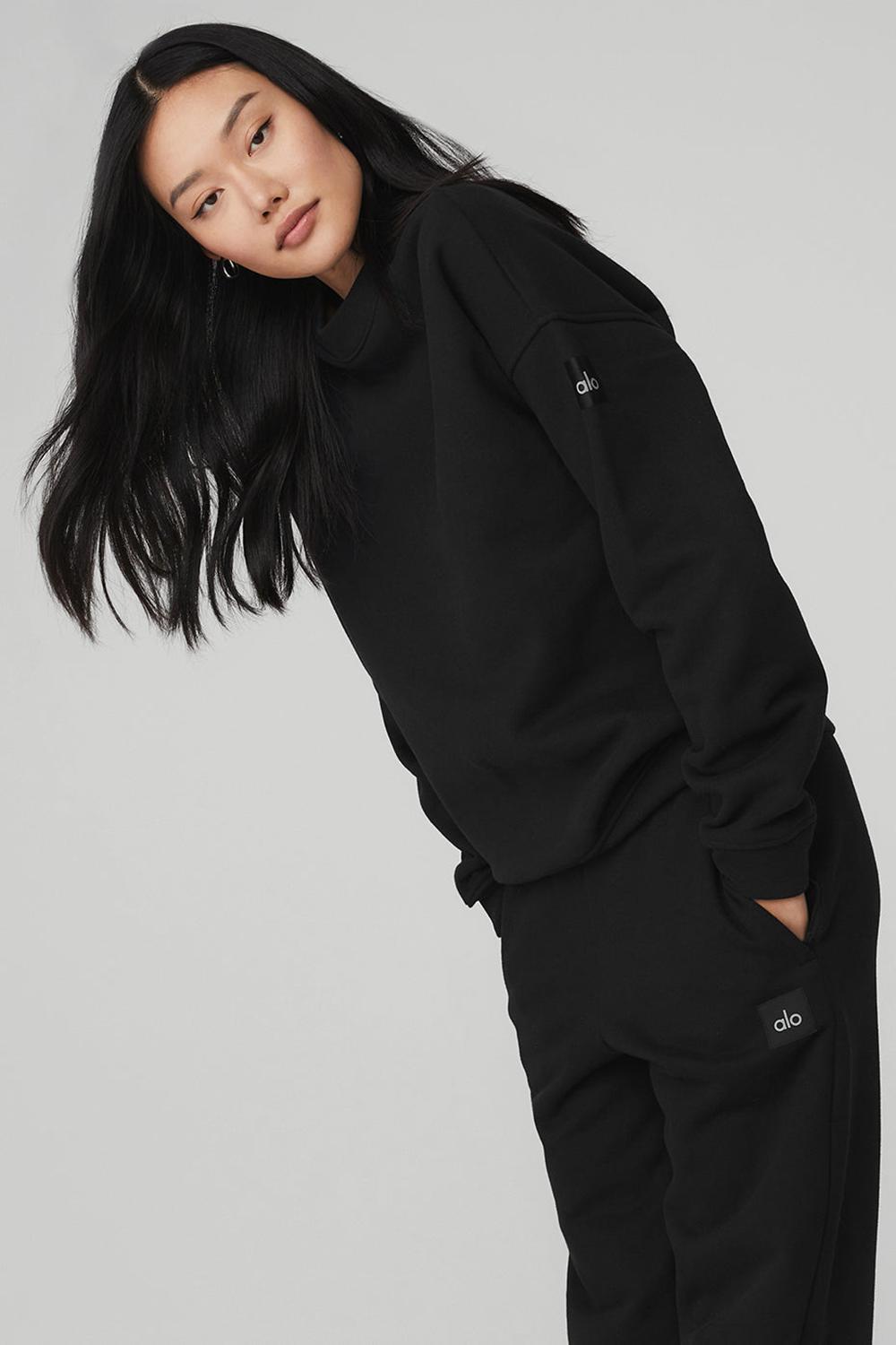 Alo Yoga Renown Heavy Weight Crew Neck Naisten Villapusero Mustat | Suomi  5623-EUXYK