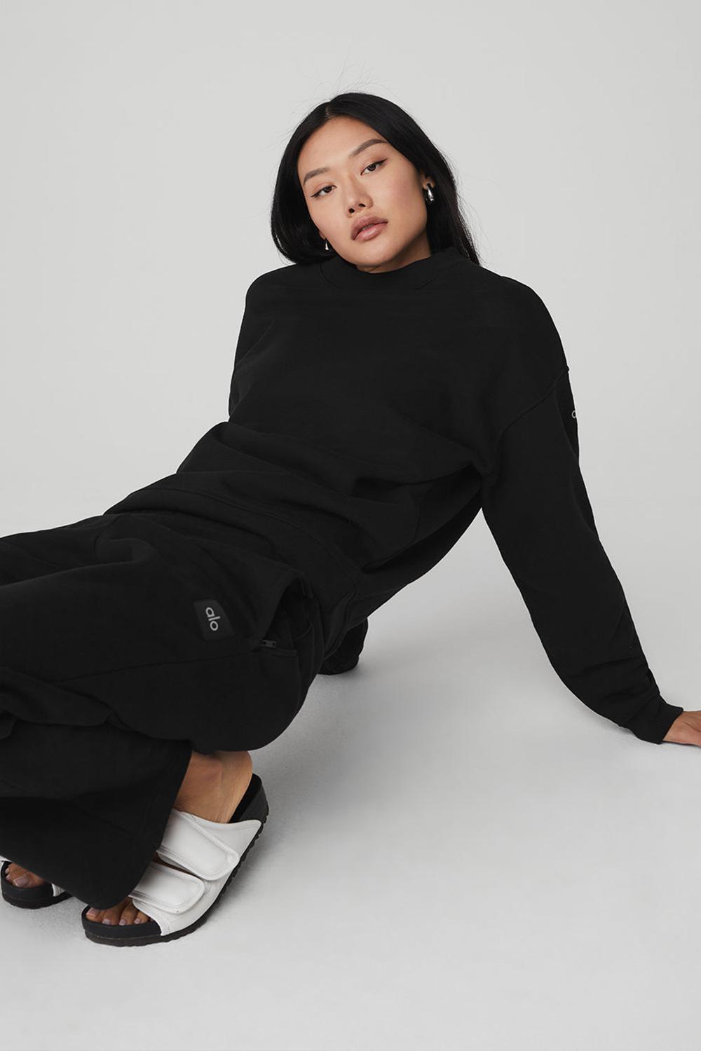Alo Yoga Renown Heavy Weight Crew Neck Naisten Villapusero Mustat | Suomi  5623-EUXYK