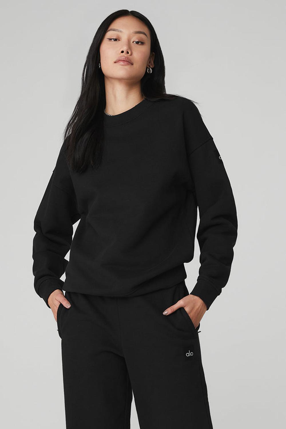 Alo Yoga Renown Heavy Weight Crew Neck Naisten Villapusero Mustat | Suomi  5623-EUXYK