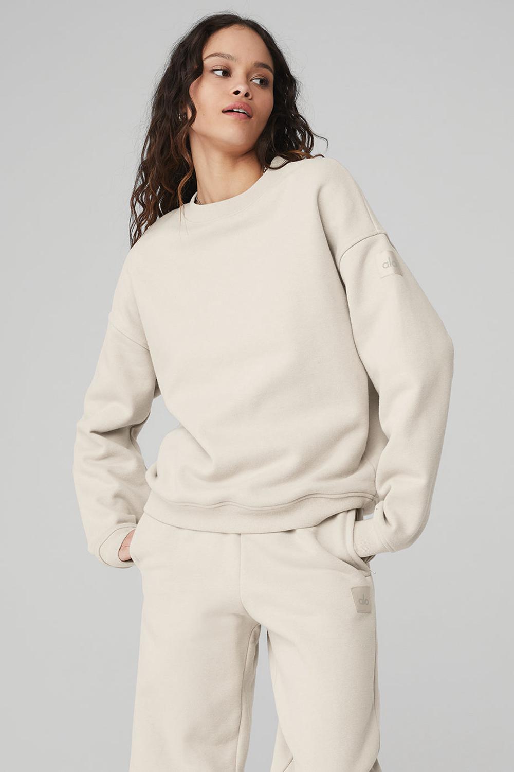 Alo Yoga Renown Heavy Weight Crew Neck Naisten Villapusero Bone | Suomi  7035-CQTOF
