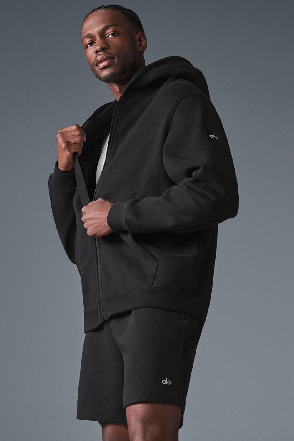 Alo Yoga Renown Heavy Weight Full Zip Miesten Huppari Mustat | Suomi  7180-XNKQU