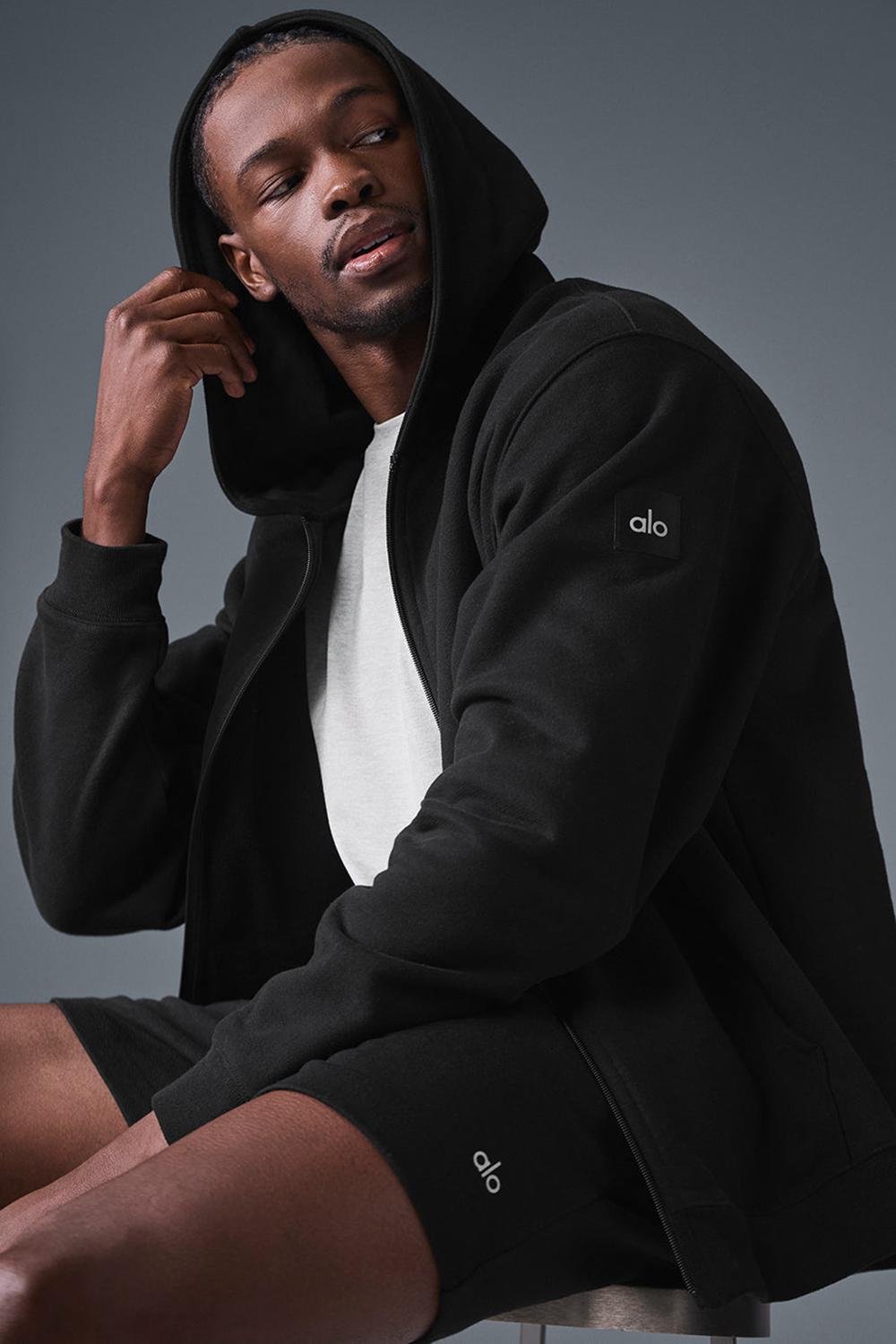Alo Yoga Renown Heavy Weight Full Zip Miesten Huppari Mustat | Suomi  7180-XNKQU