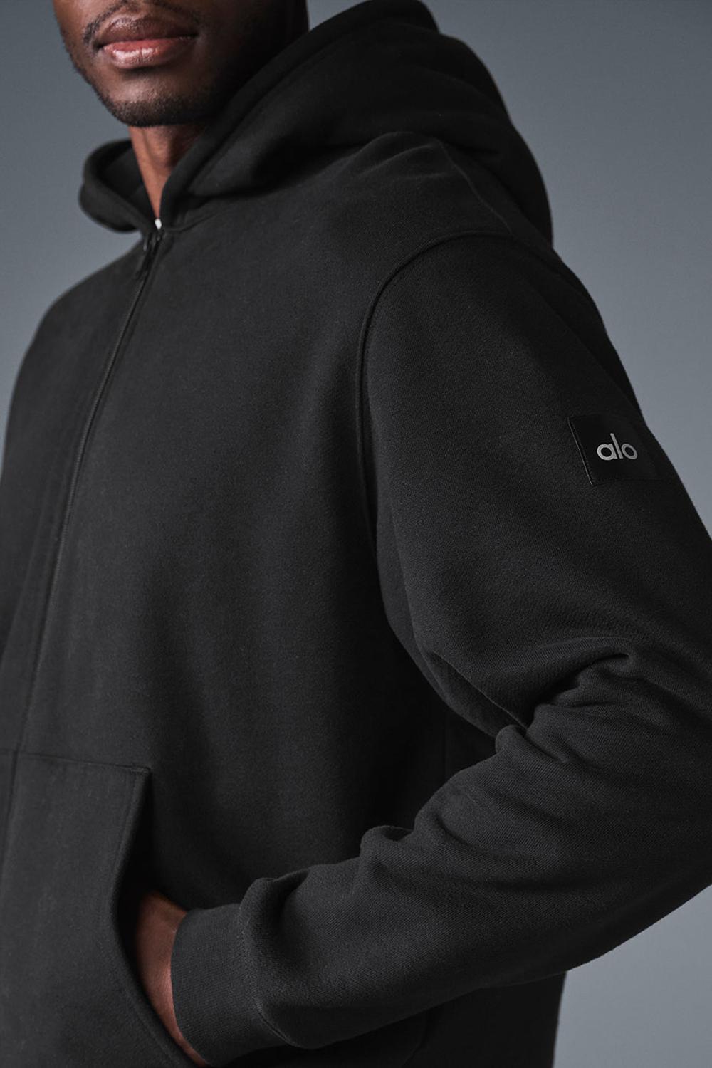 Alo Yoga Renown Heavy Weight Full Zip Miesten Huppari Mustat | Suomi  7180-XNKQU