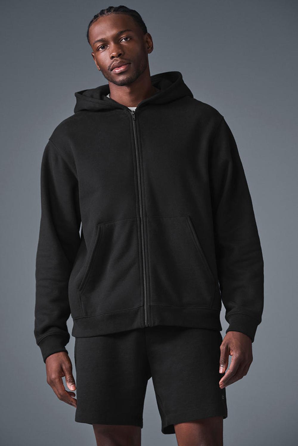 Alo Yoga Renown Heavy Weight Full Zip Miesten Huppari Mustat | Suomi  7180-XNKQU