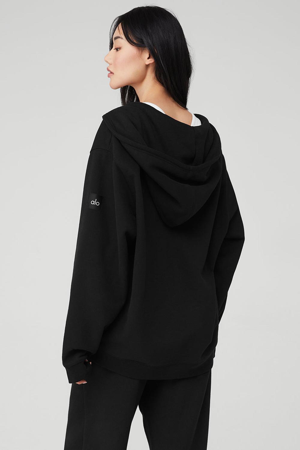 Alo Yoga Renown Heavy Weight Full Zip Naisten Huppari Mustat | Suomi  4975-WTNEY