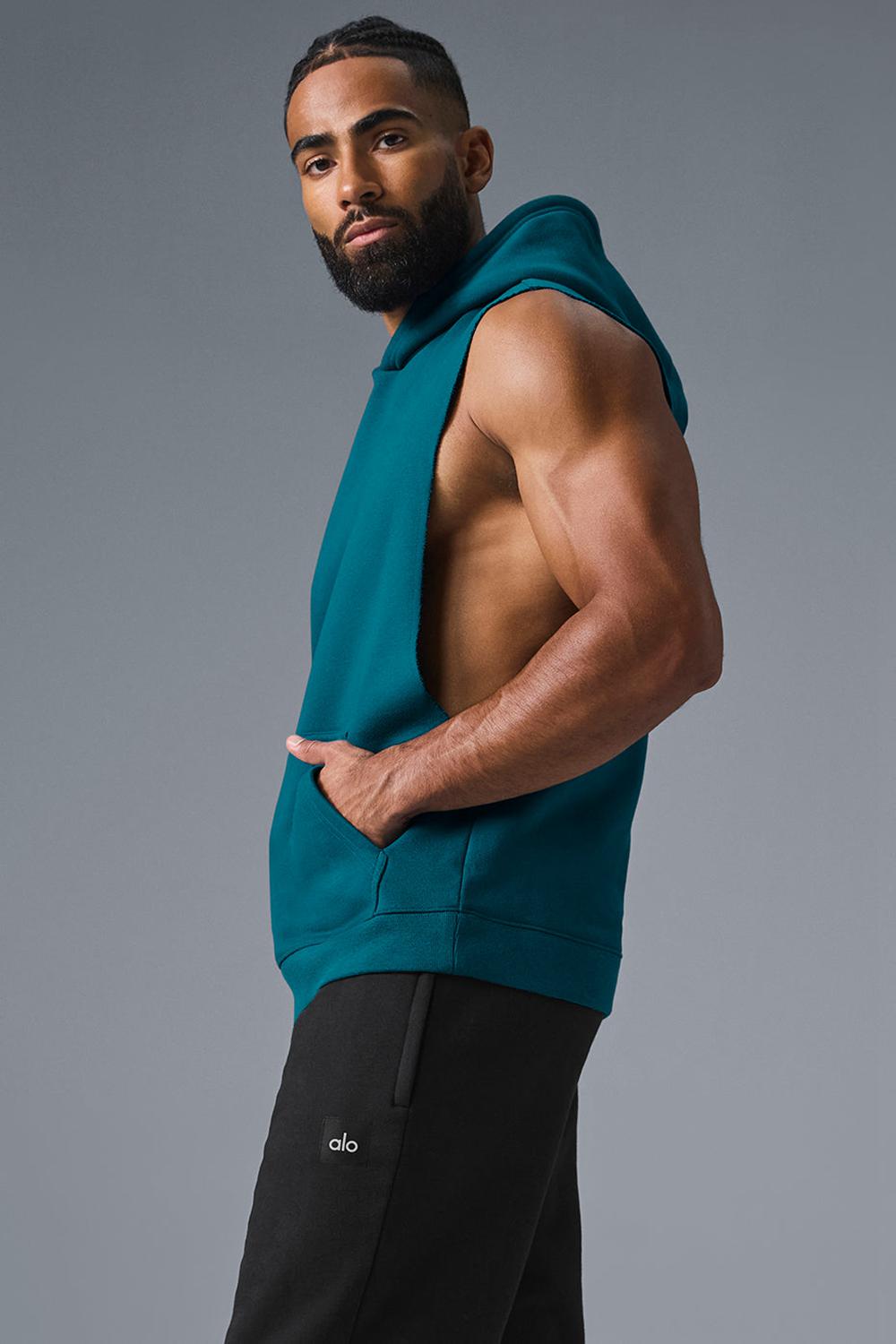 Alo Yoga Renown Sleeveless Miesten Huppari Oceanic Teal | Suomi  0278-YPGSK