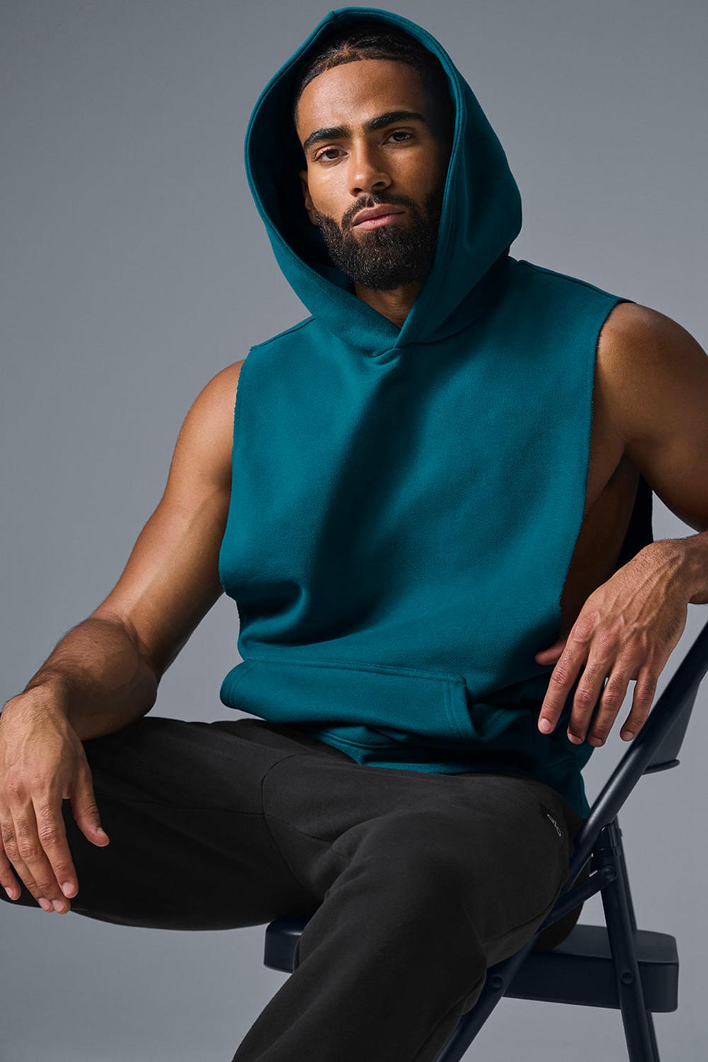 Alo Yoga Renown Sleeveless Miesten Huppari Oceanic Teal | Suomi  0278-YPGSK